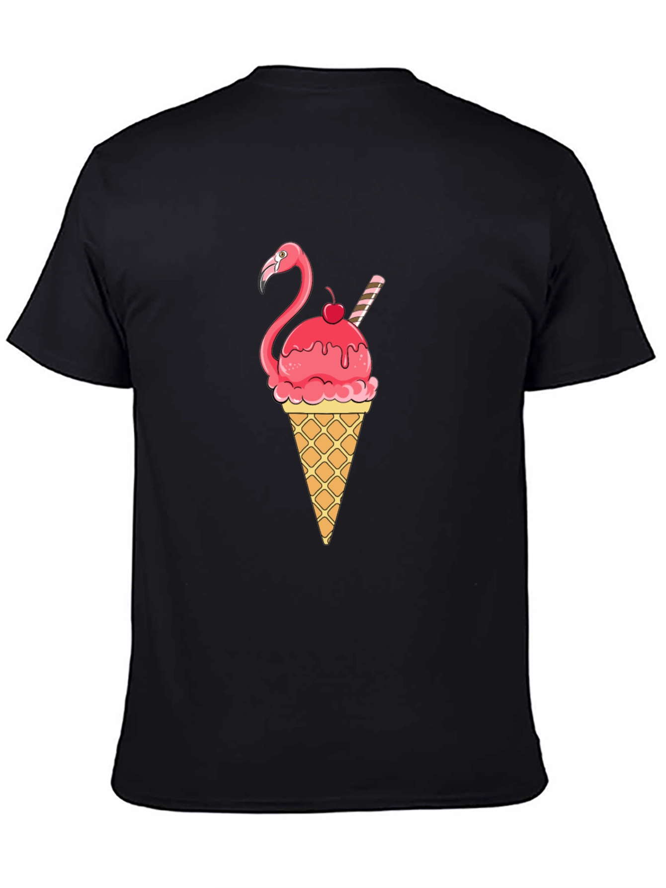 Flamingo Ice Cream Cone Graphic T-Shirt
