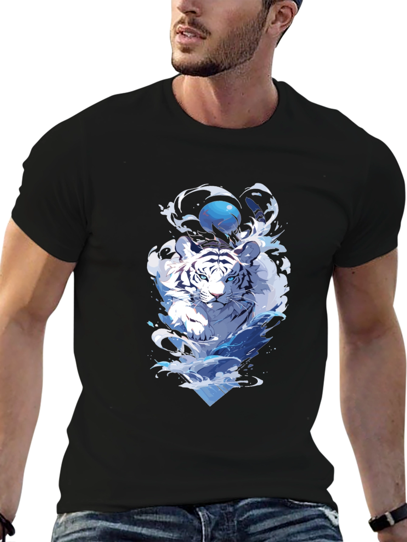 White Tiger Graphic Tee - Cool Animal Print Shirt