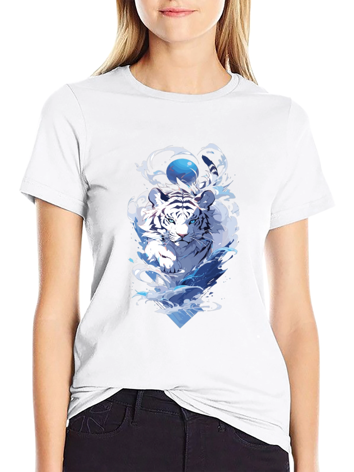 White Tiger Graphic Tee - Cool Animal Print Shirt
