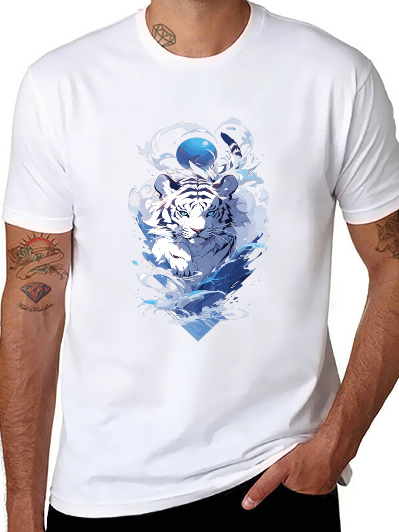 White Tiger Graphic Tee - Cool Animal Print Shirt