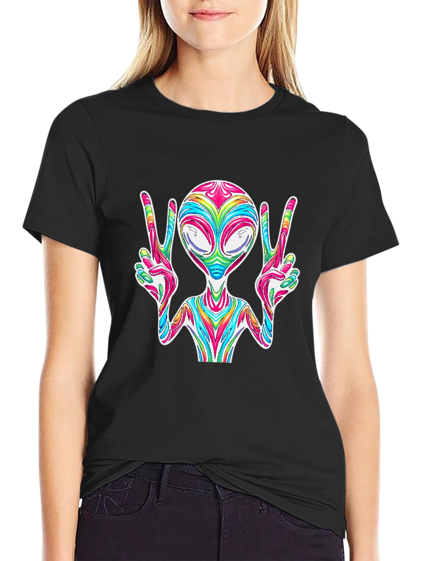 Peace Alien Tee - Retro Space Vibes