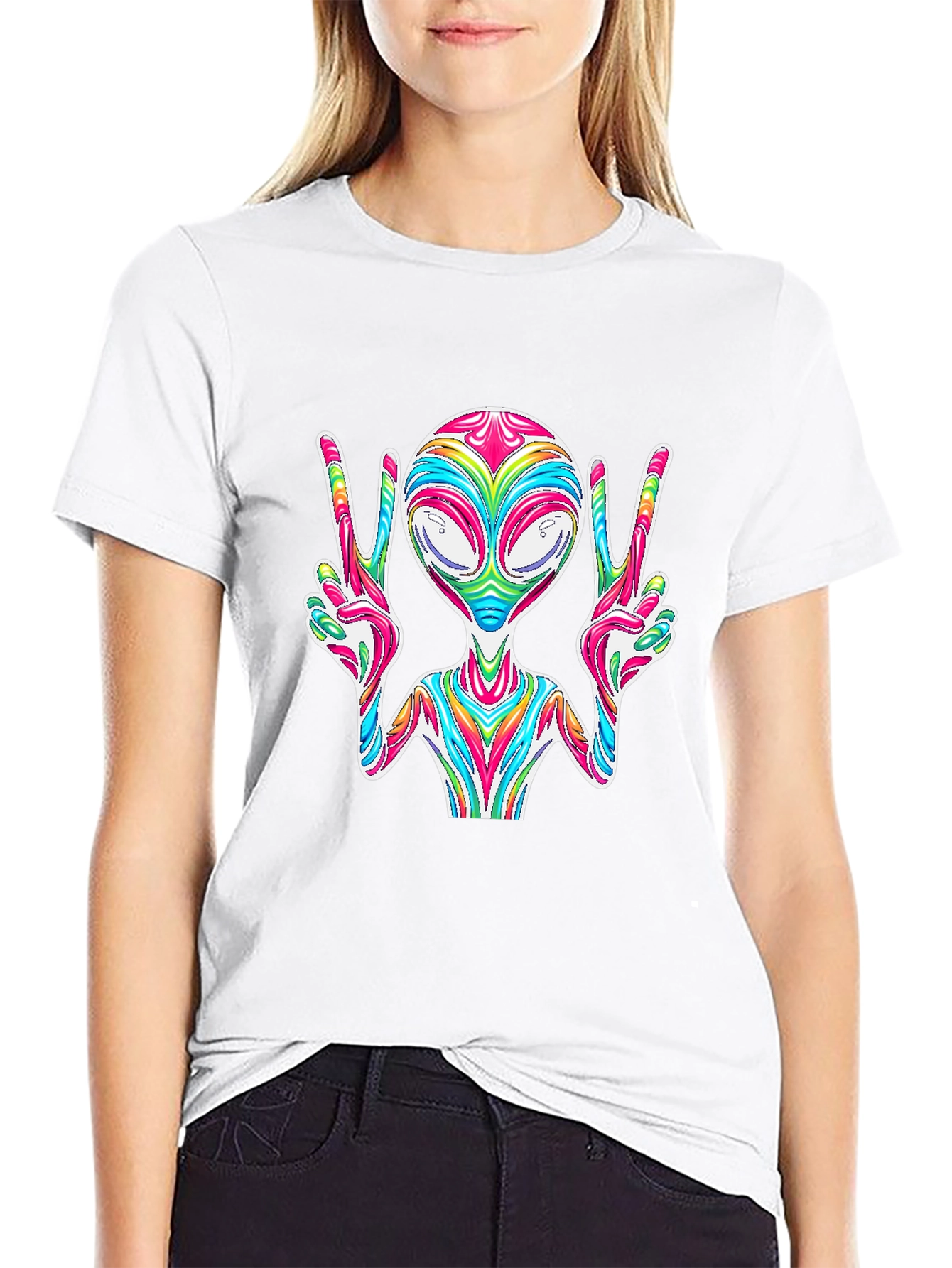 Peace Alien Tee - Retro Space Vibes