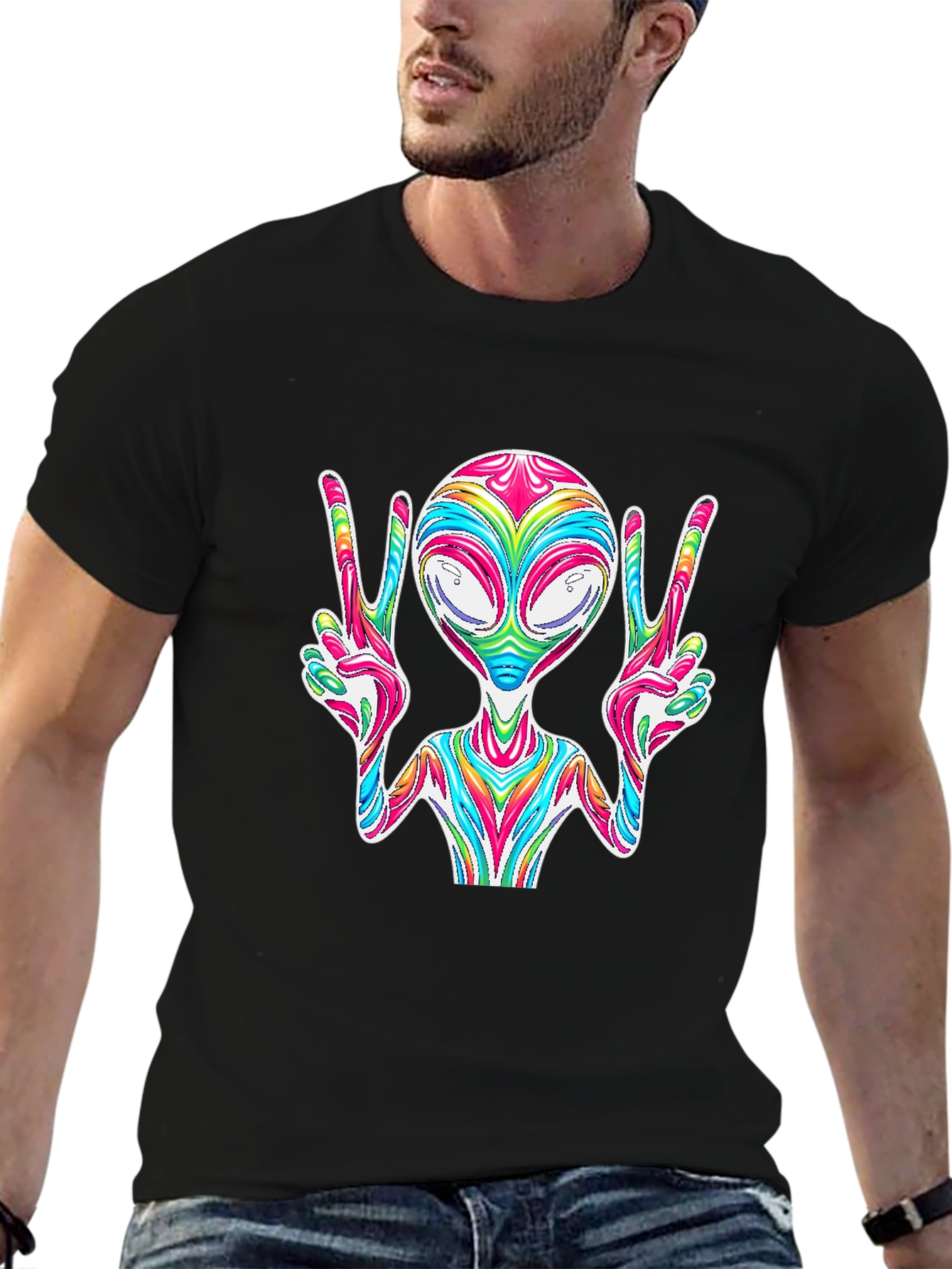 Peace Alien Tee - Retro Space Vibes