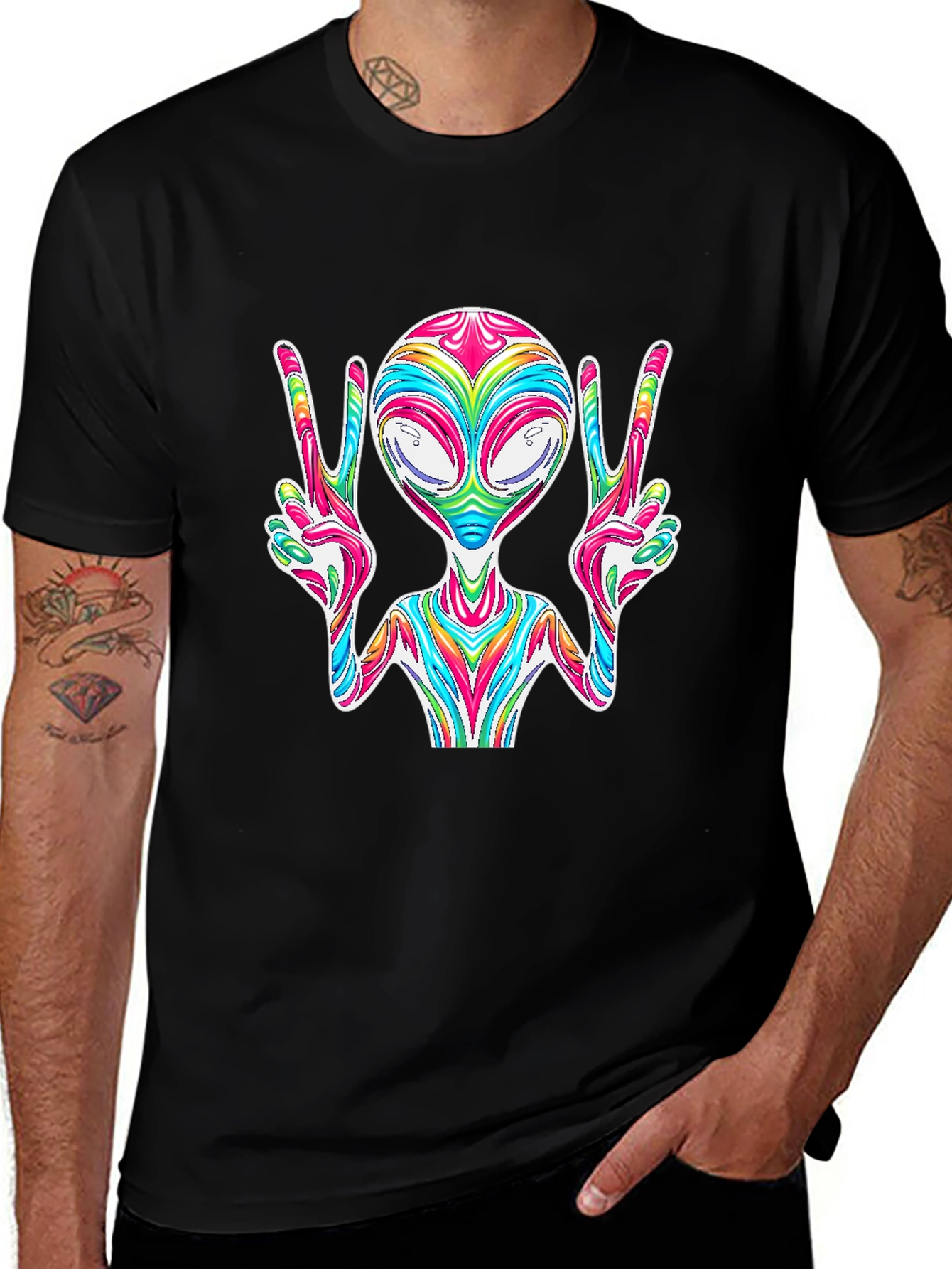 Peace Alien Tee - Retro Space Vibes