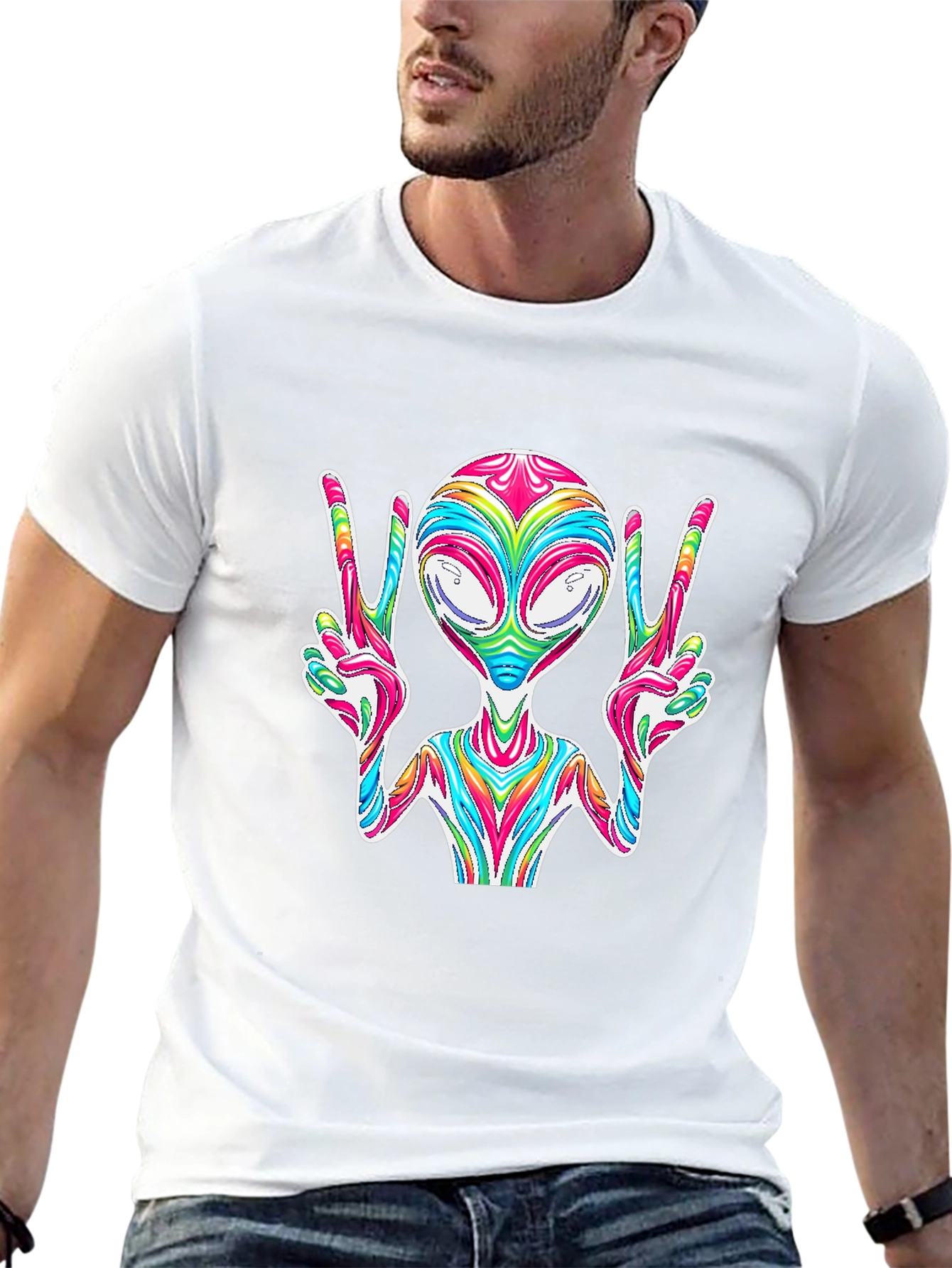 Peace Alien Tee - Retro Space Vibes