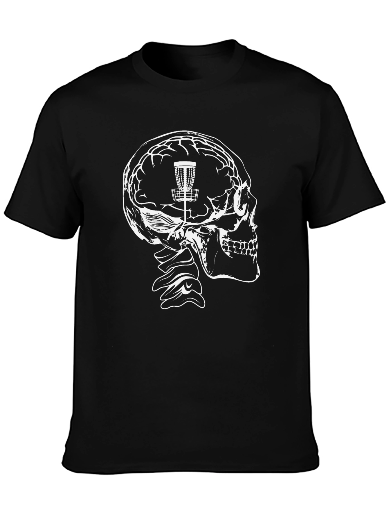 Disc Golf Brain Skull Black T-Shirt
