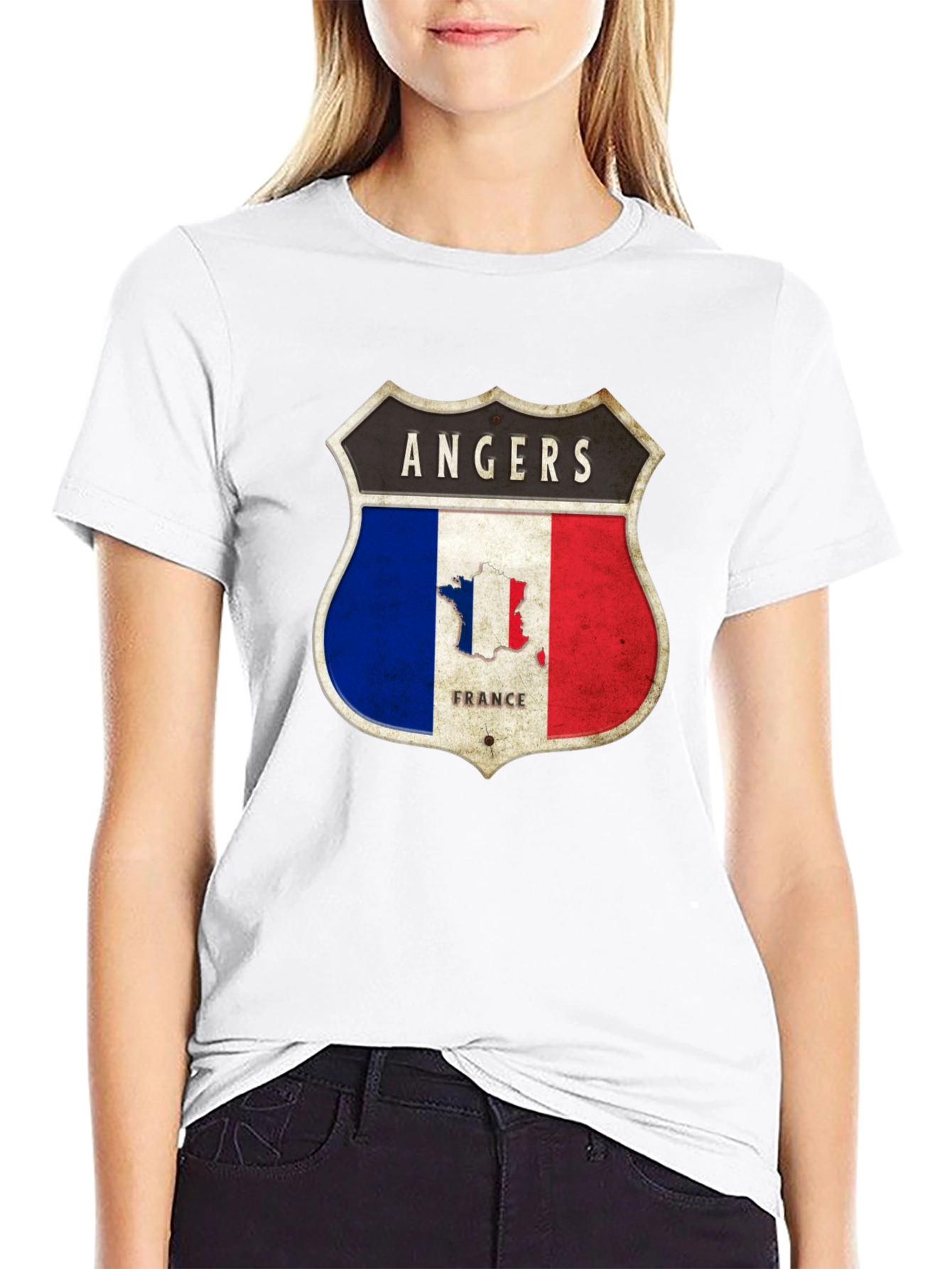 Angers France Flag Shield Graphic Tee