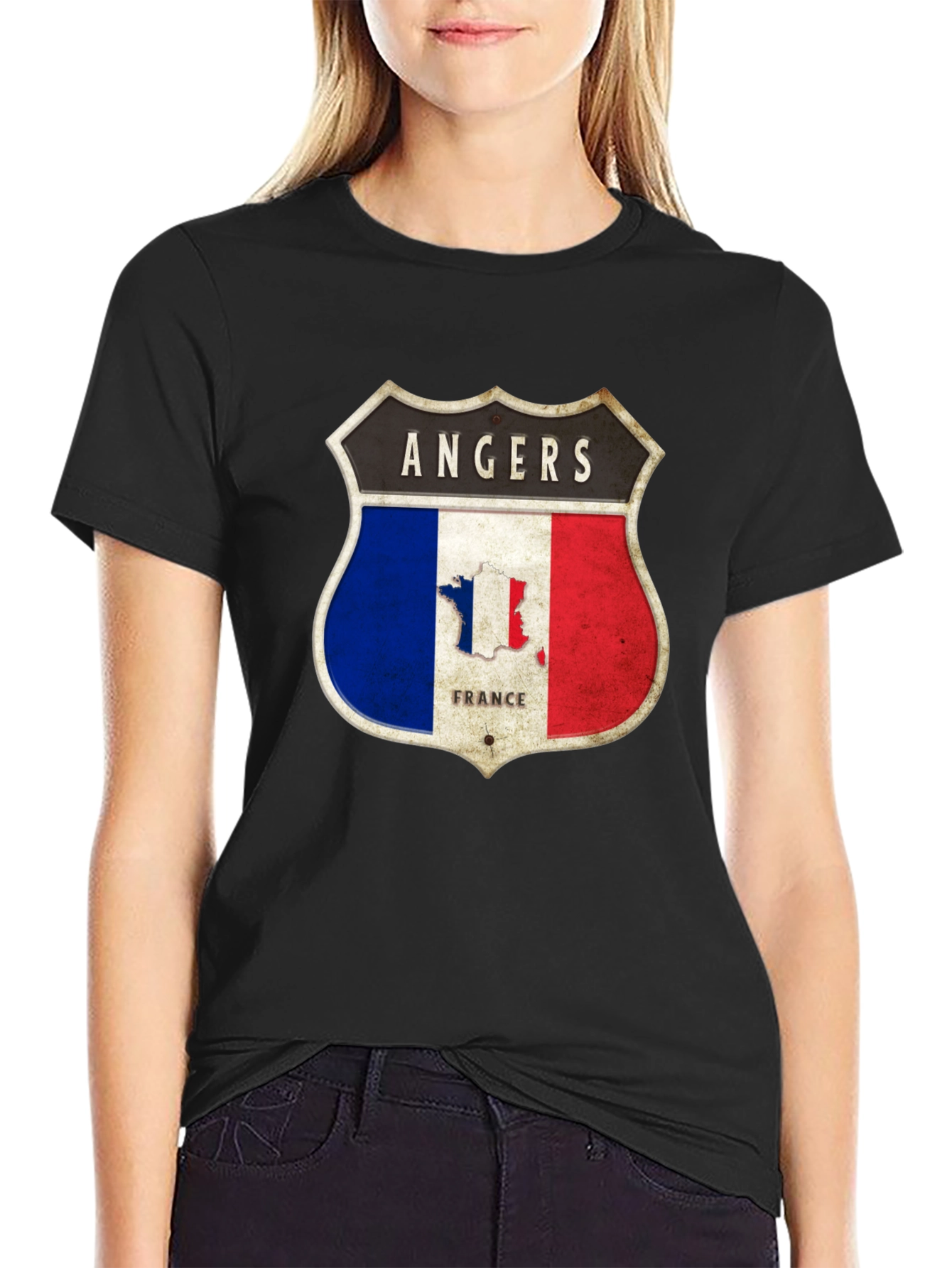 Angers France Flag Shield Graphic Tee
