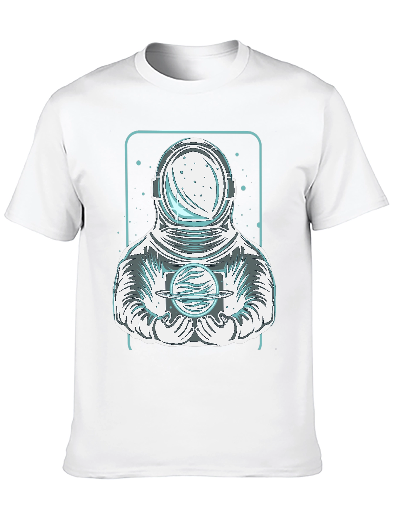Astronaut Holding Planet Graphic Tee - Black