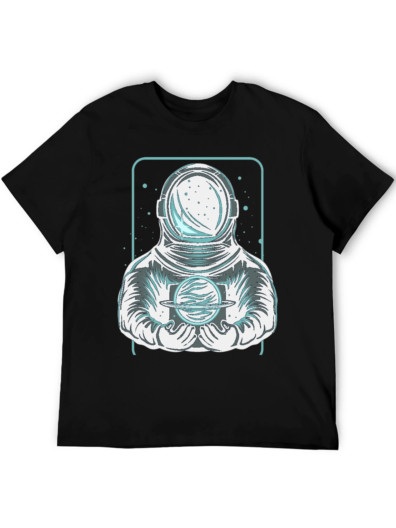 Astronaut Holding Planet Graphic Tee - Black