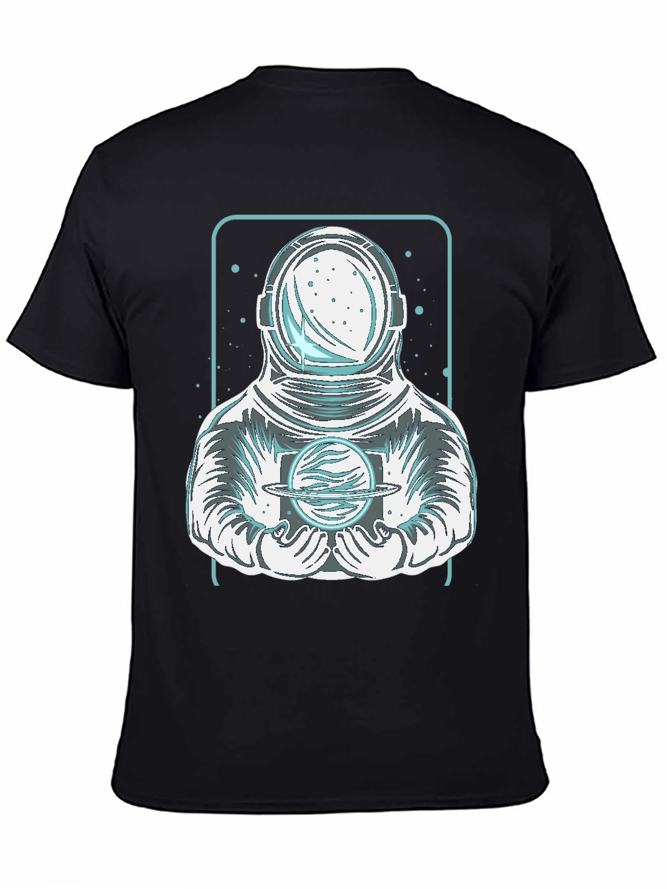 Astronaut Holding Planet Graphic Tee - Black