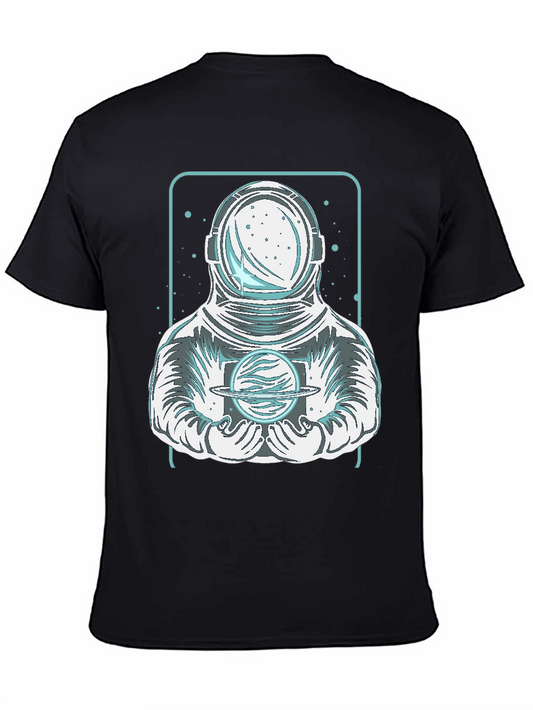 Astronaut Holding Planet Graphic Tee - Black