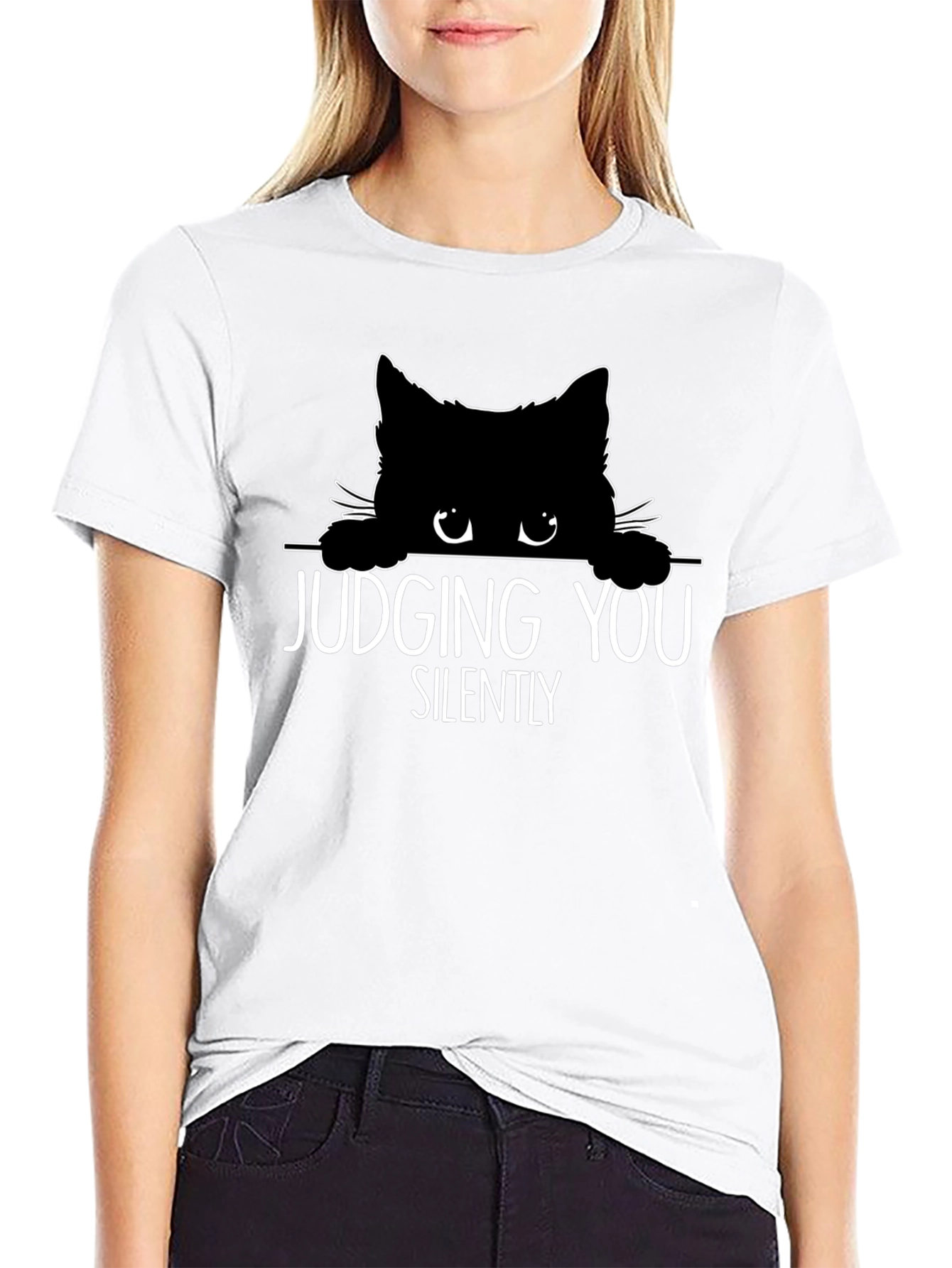 Judging You Silently Cat Graphic Tee