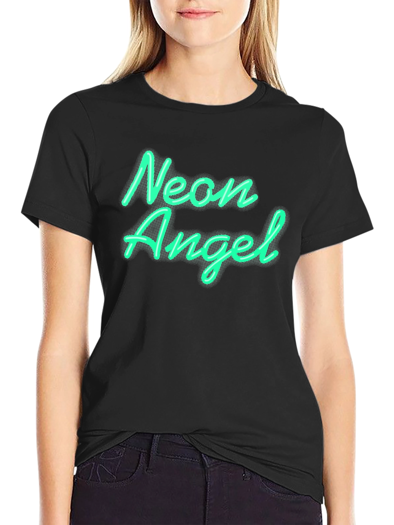 Neon Angel Graphic Tee - Black Unisex T-Shirt