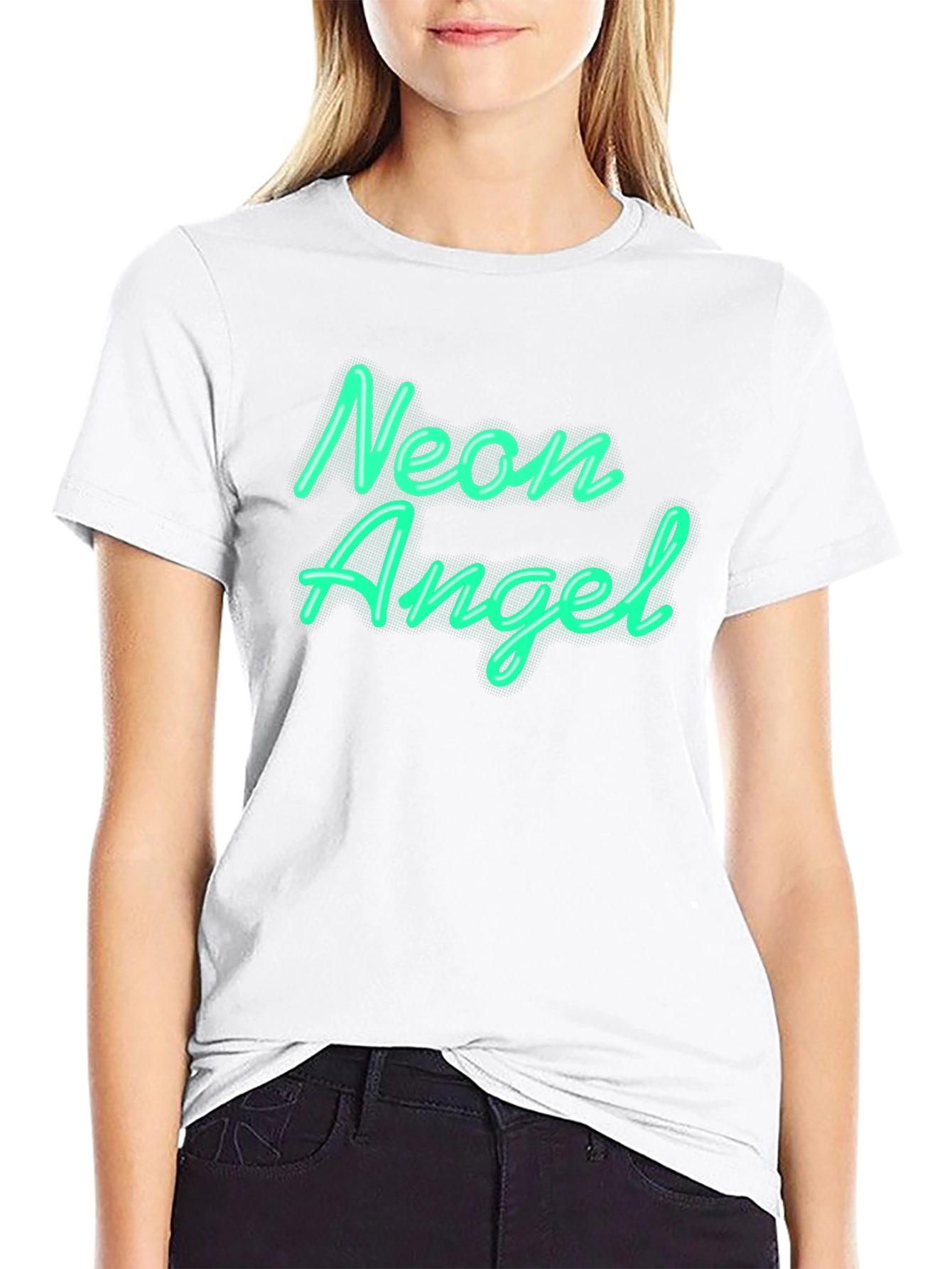 Neon Angel Graphic Tee - Black Unisex T-Shirt