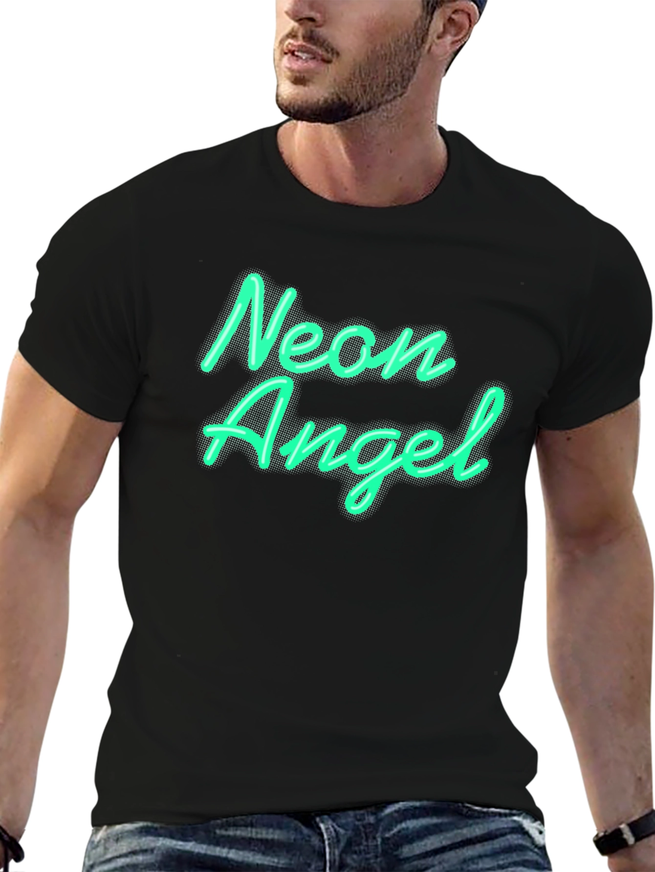 Neon Angel Graphic Tee - Black Unisex T-Shirt