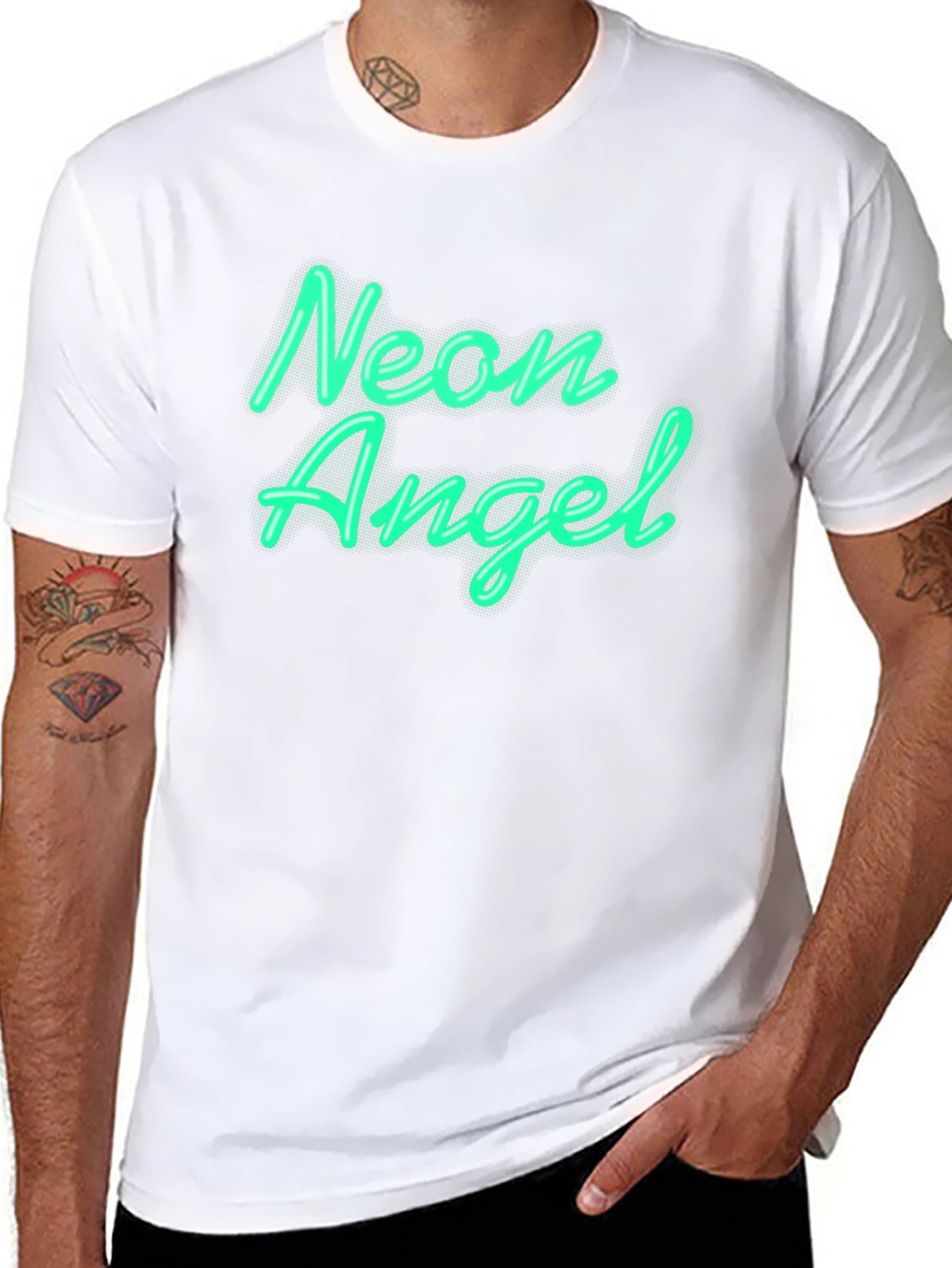 Neon Angel Graphic Tee - Black Unisex T-Shirt