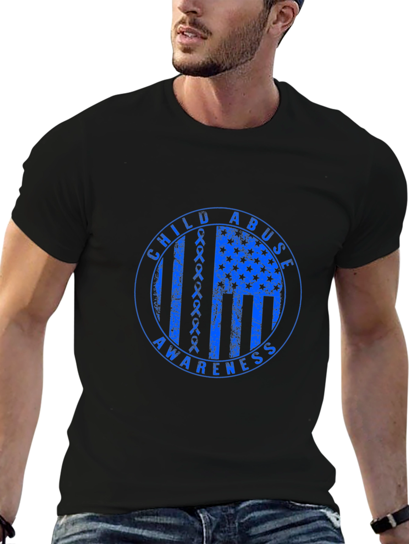 Child Abuse Awareness T-Shirt - Blue Ribbon Flag