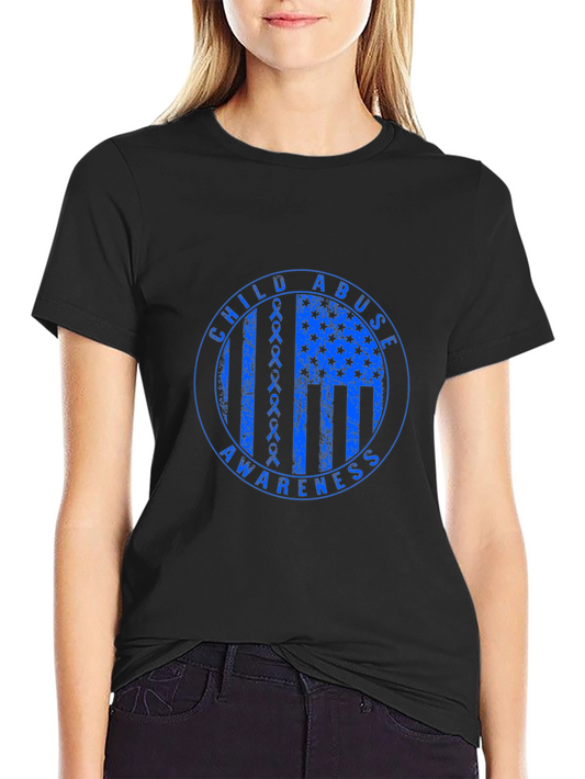 Child Abuse Awareness T-Shirt - Blue Ribbon Flag