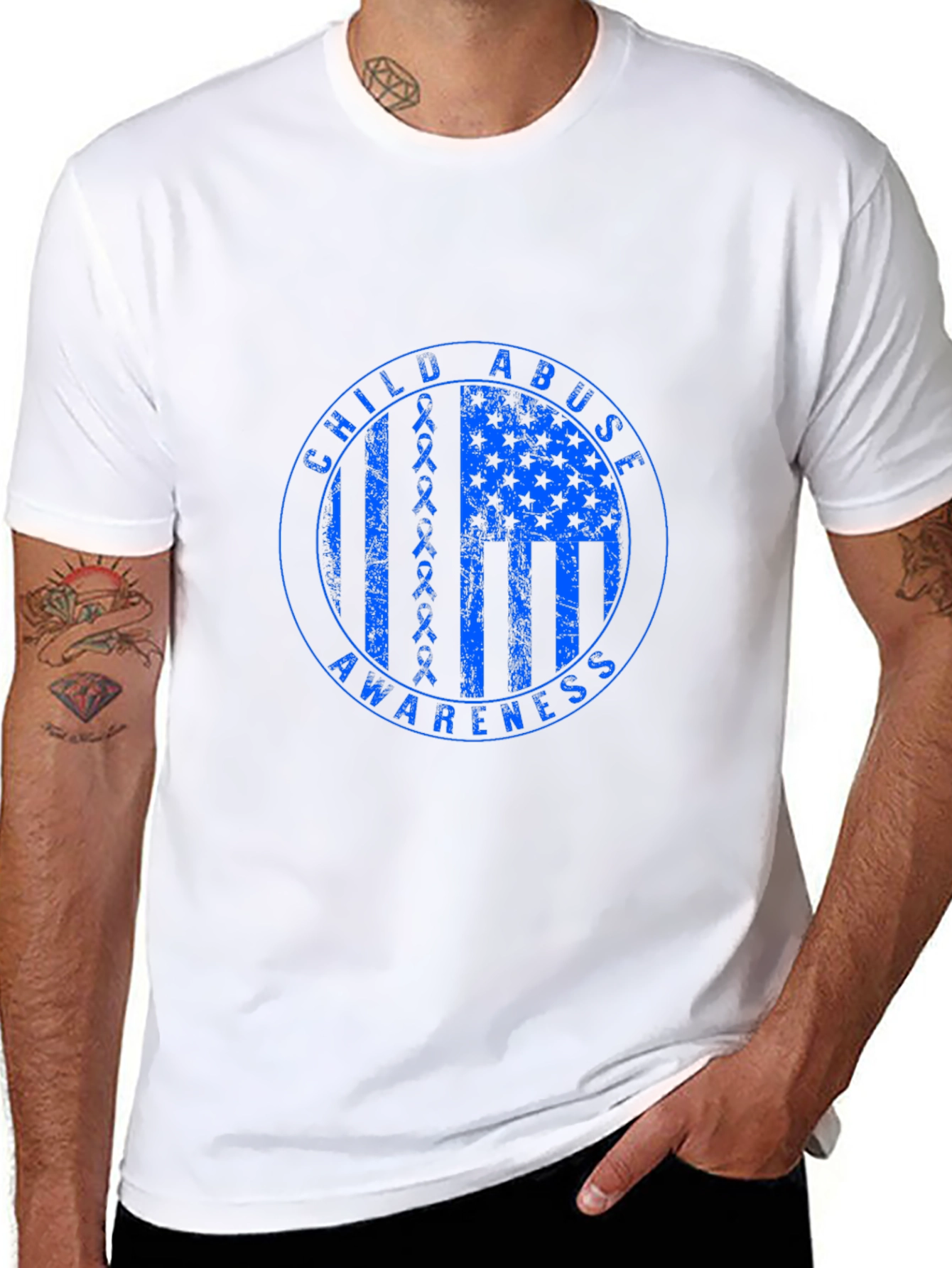 Child Abuse Awareness T-Shirt - Blue Ribbon Flag