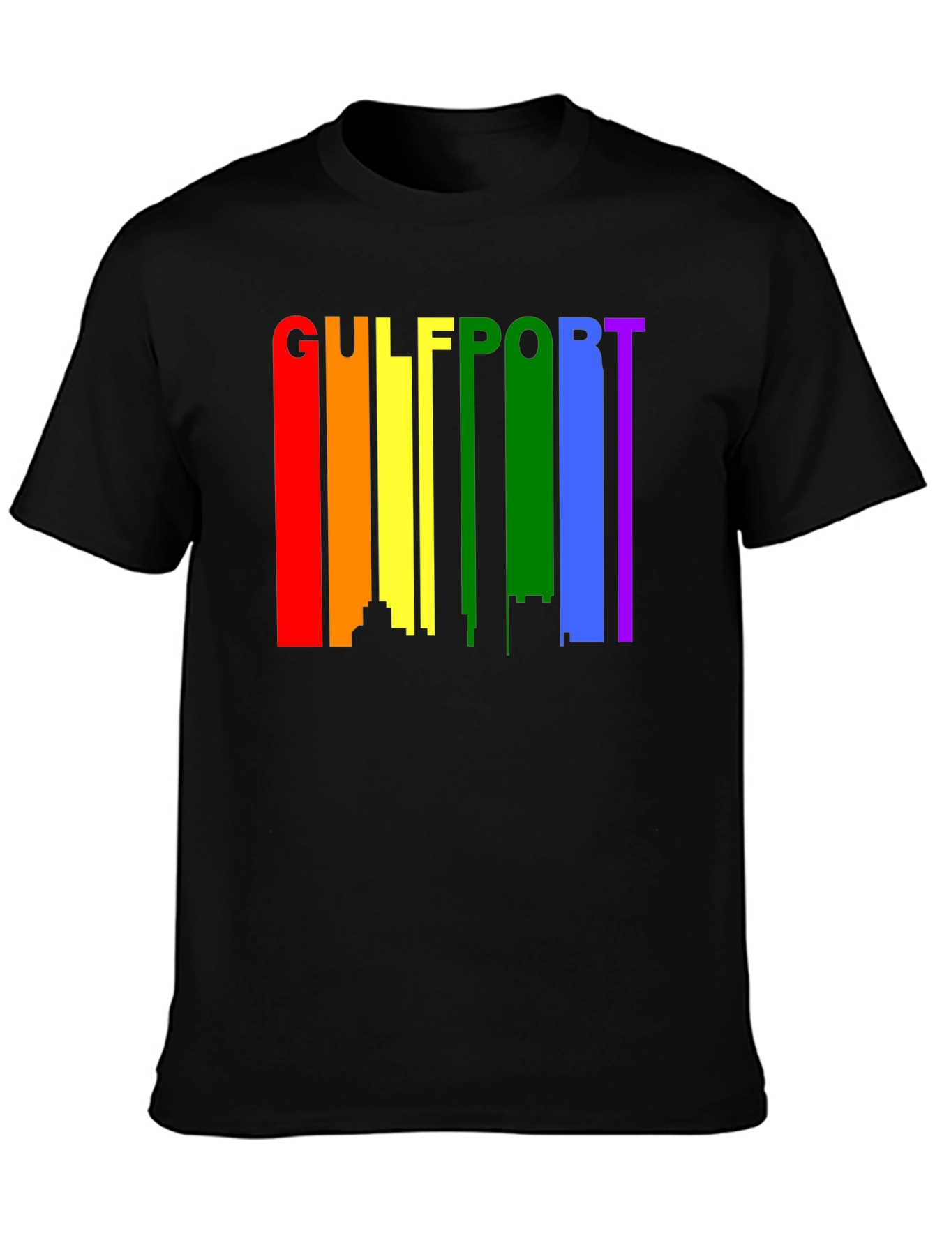 Gulfport Pride T-Shirt - Rainbow Skyline Design