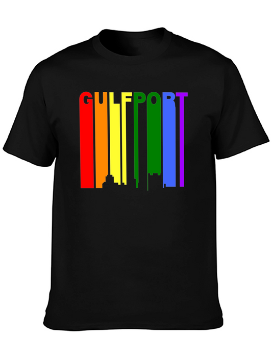 Gulfport Pride T-Shirt - Rainbow Skyline Design