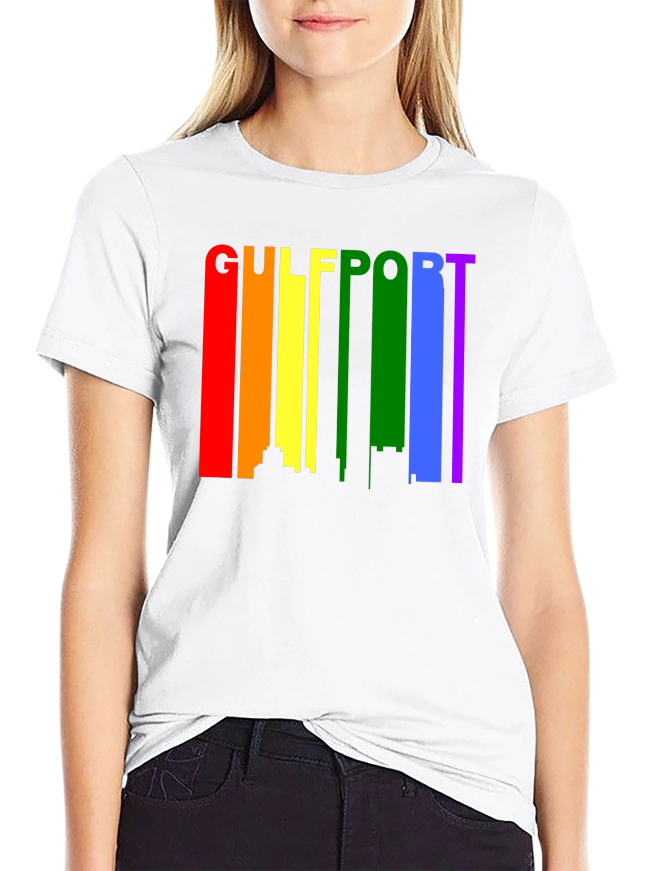 Gulfport Pride T-Shirt - Rainbow Skyline Design