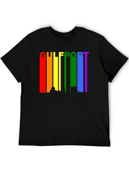 Gulfport Pride T-Shirt - Rainbow Skyline Design