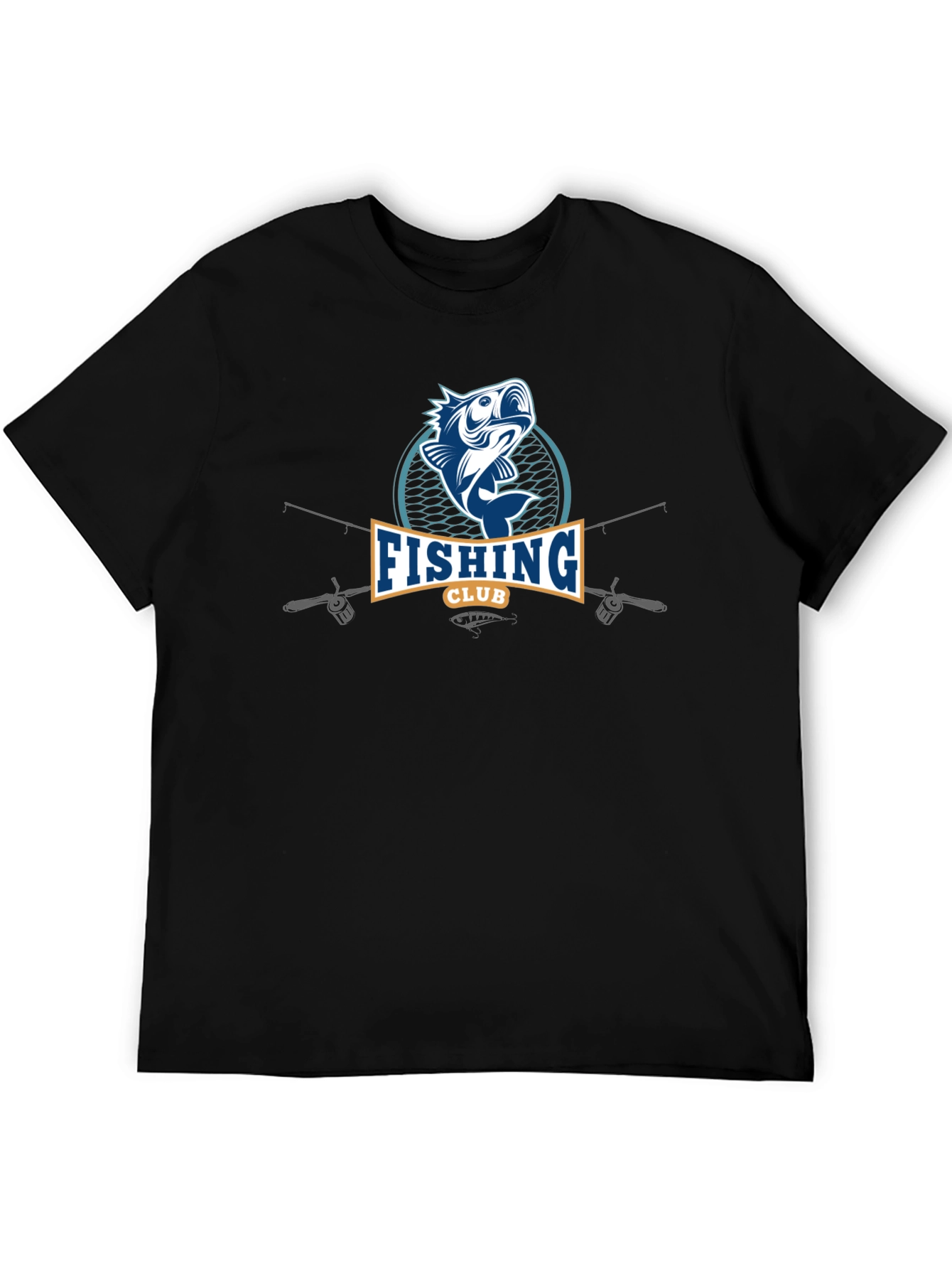Fishing Club Graphic Tee - Mens Black Cotton T-Shirt