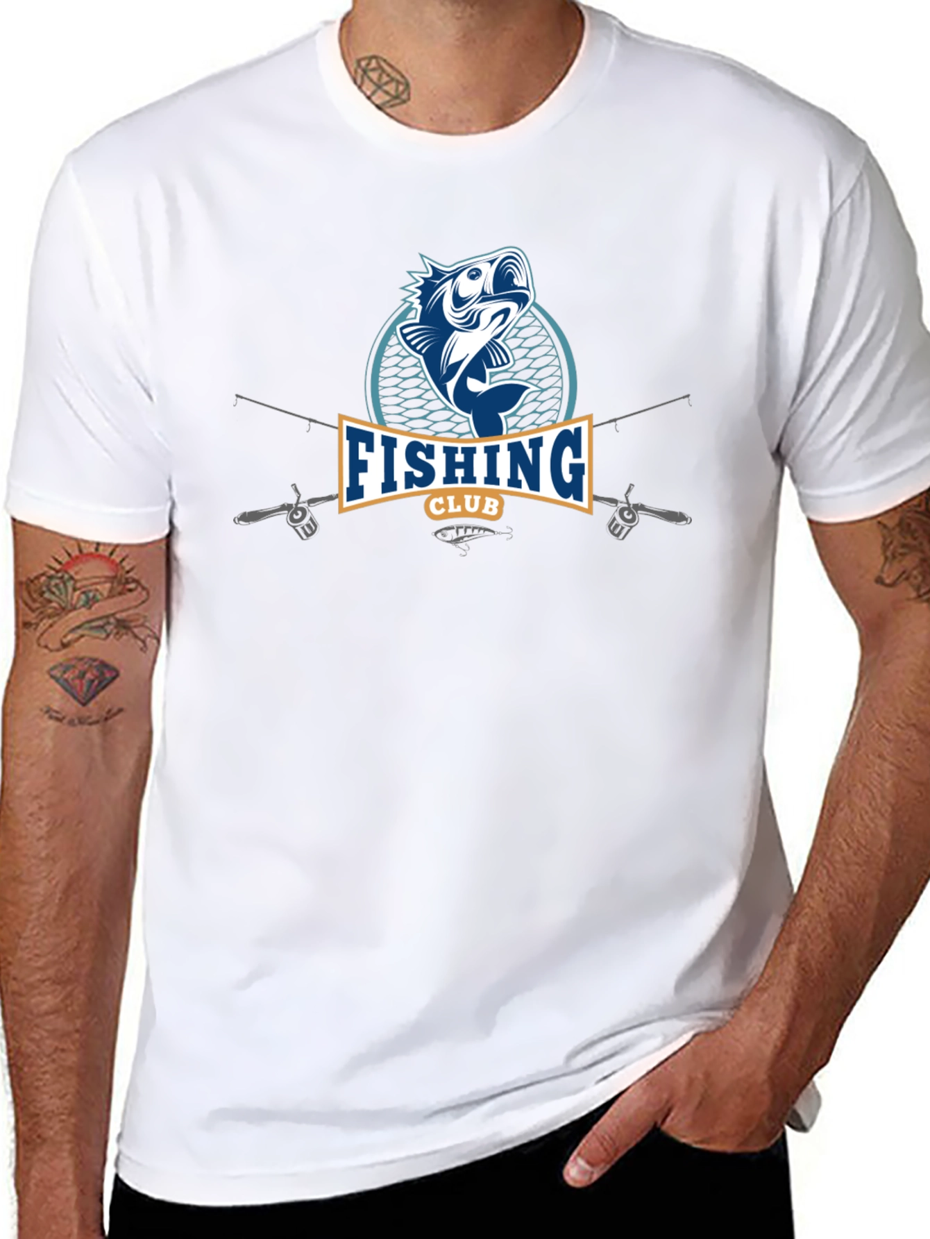 Fishing Club Graphic Tee - Mens Black Cotton T-Shirt