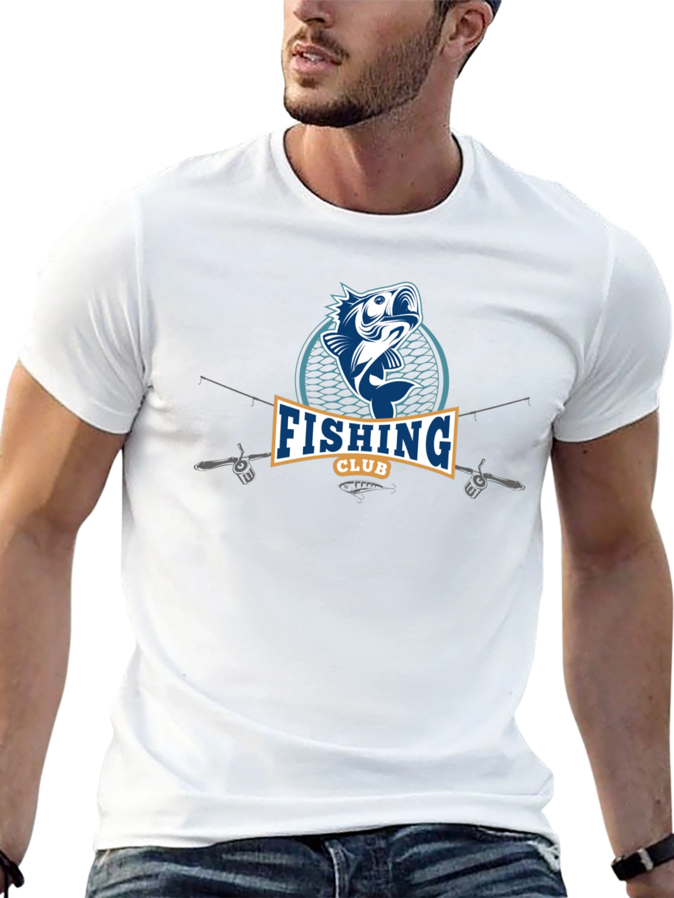 Fishing Club Graphic Tee - Mens Black Cotton T-Shirt
