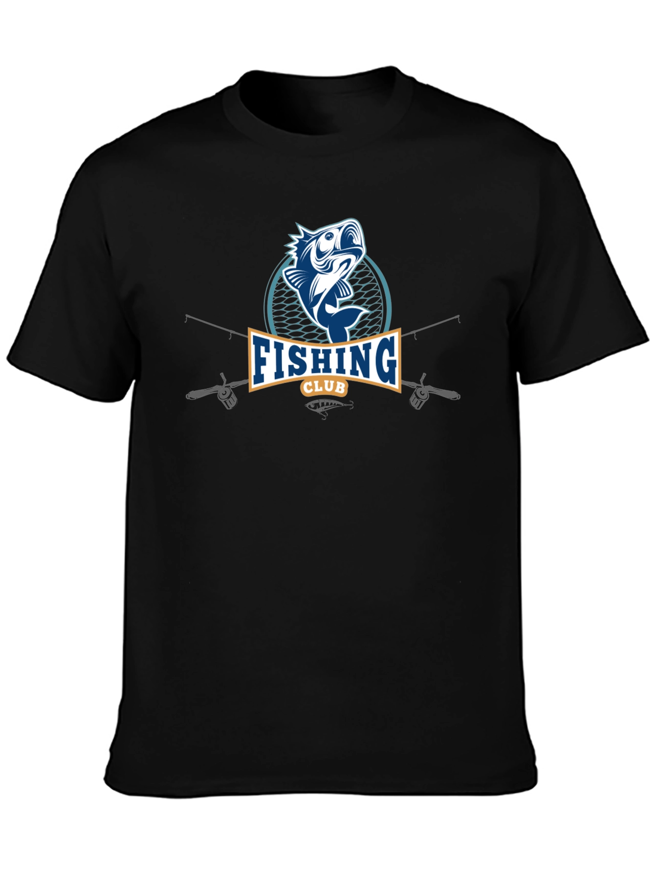 Fishing Club Graphic Tee - Mens Black Cotton T-Shirt