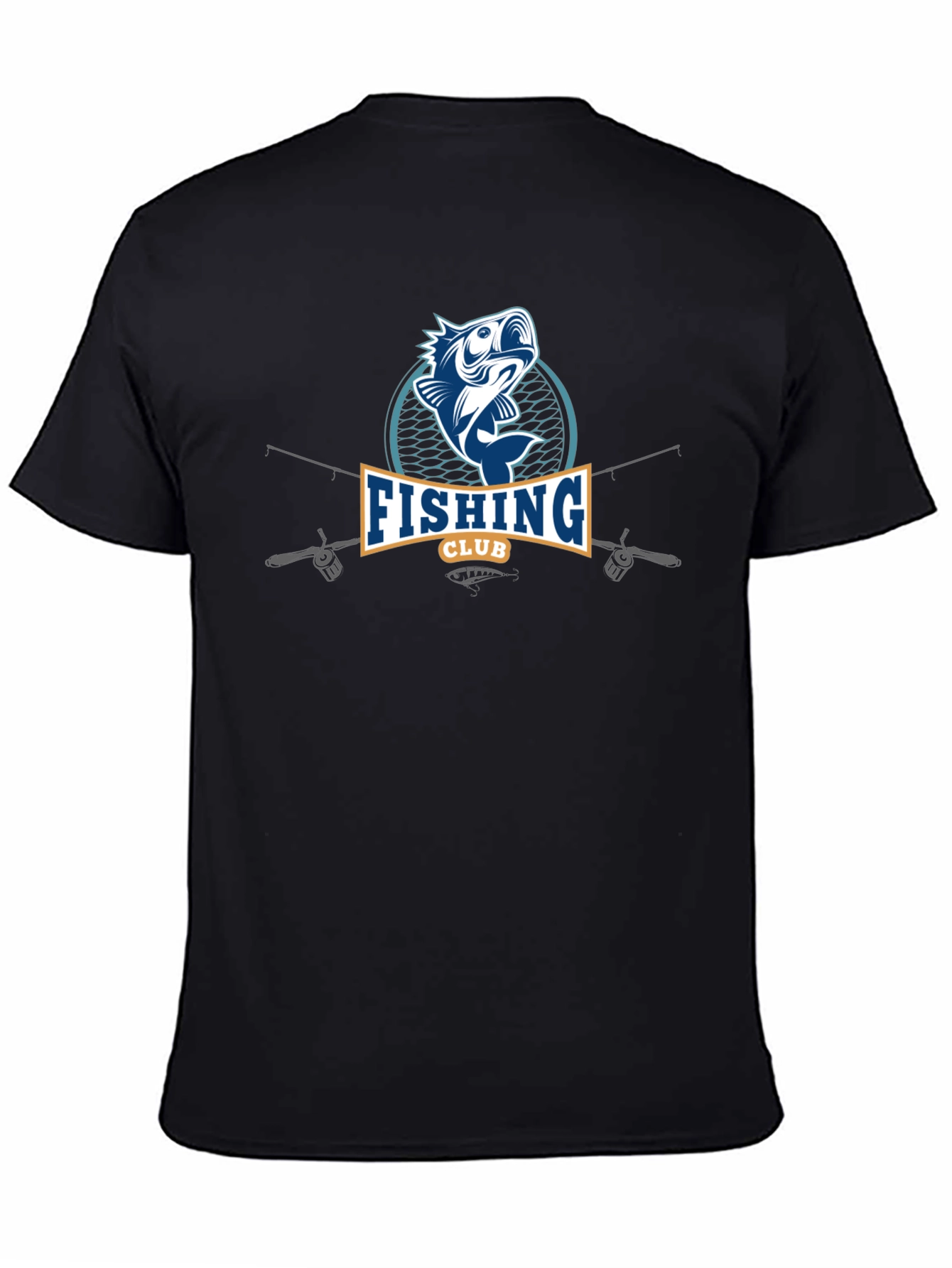 Fishing Club Graphic Tee - Mens Black Cotton T-Shirt