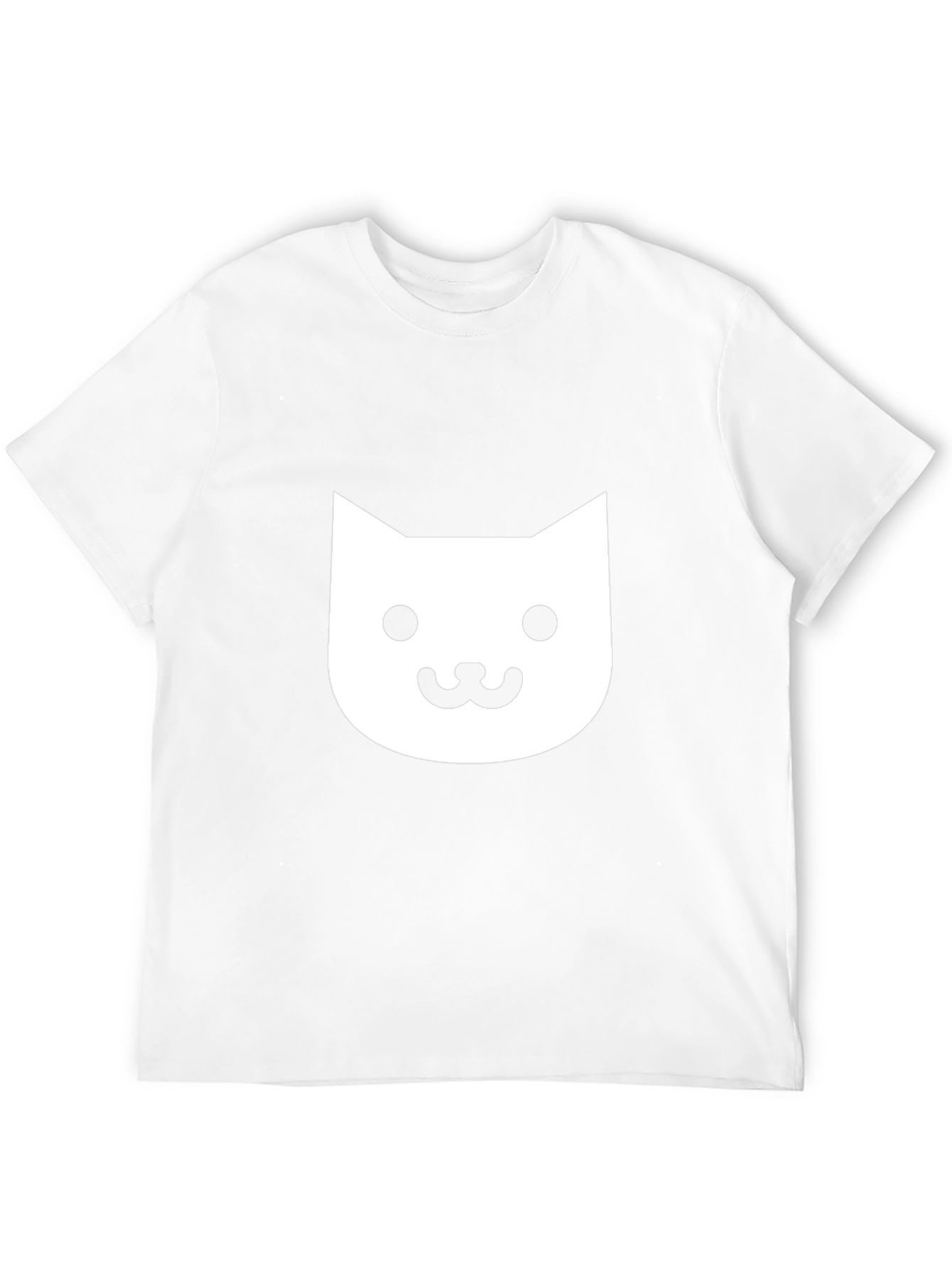 Cute Cat Face Graphic Tee - Black Cotton T-Shirt