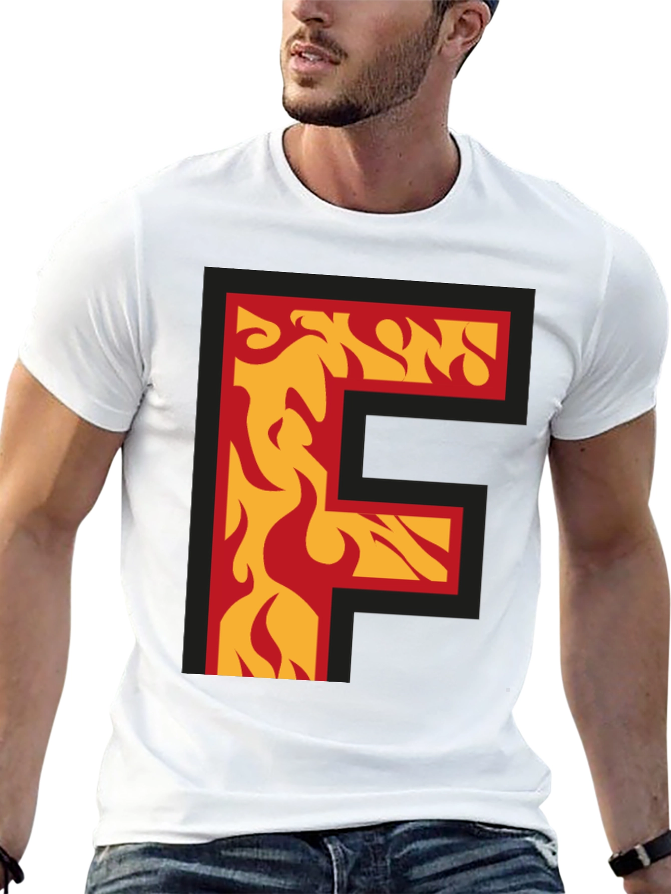 Fiery Letter F Graphic T-Shirt - Bold Statement Tee