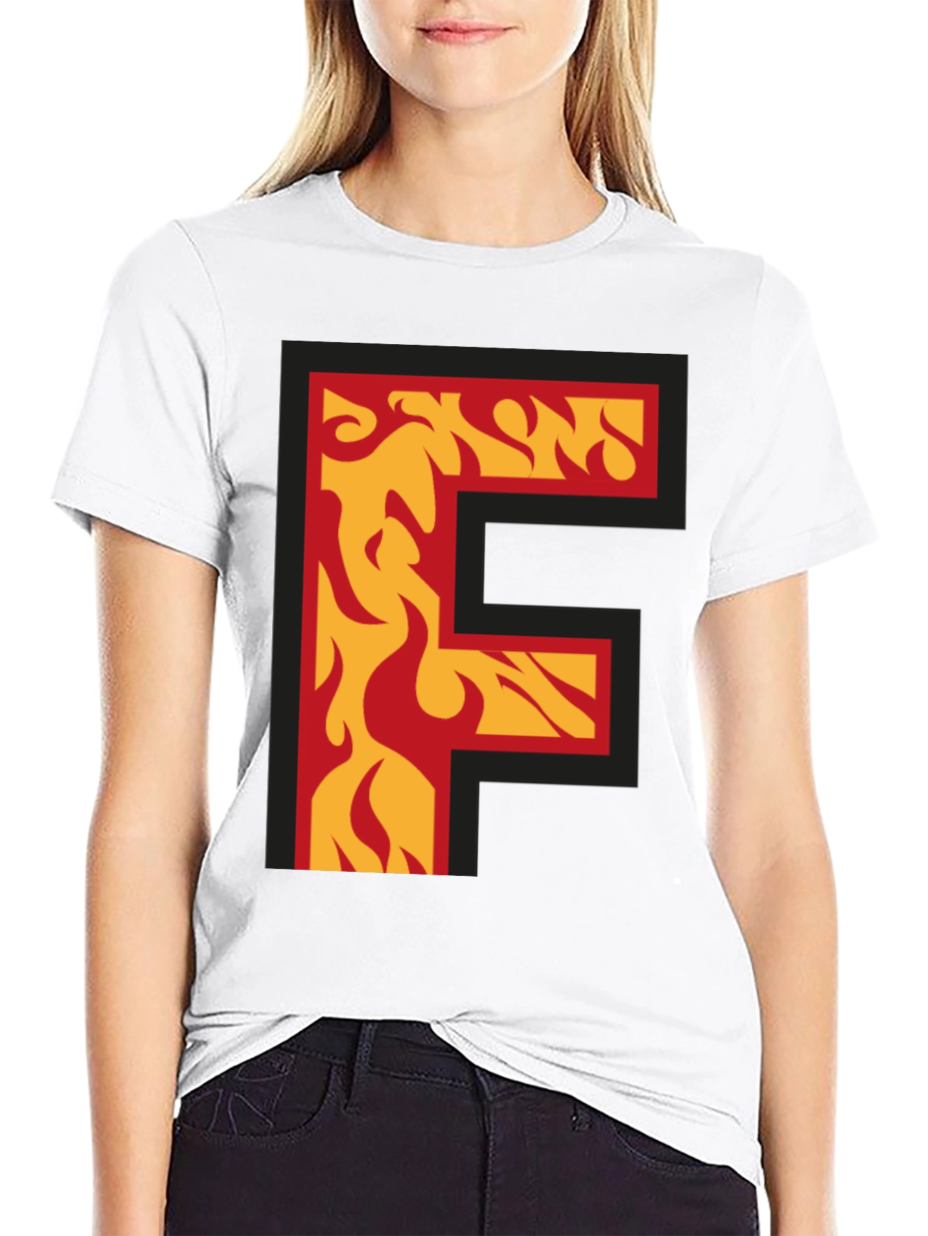 Fiery Letter F Graphic T-Shirt - Bold Statement Tee