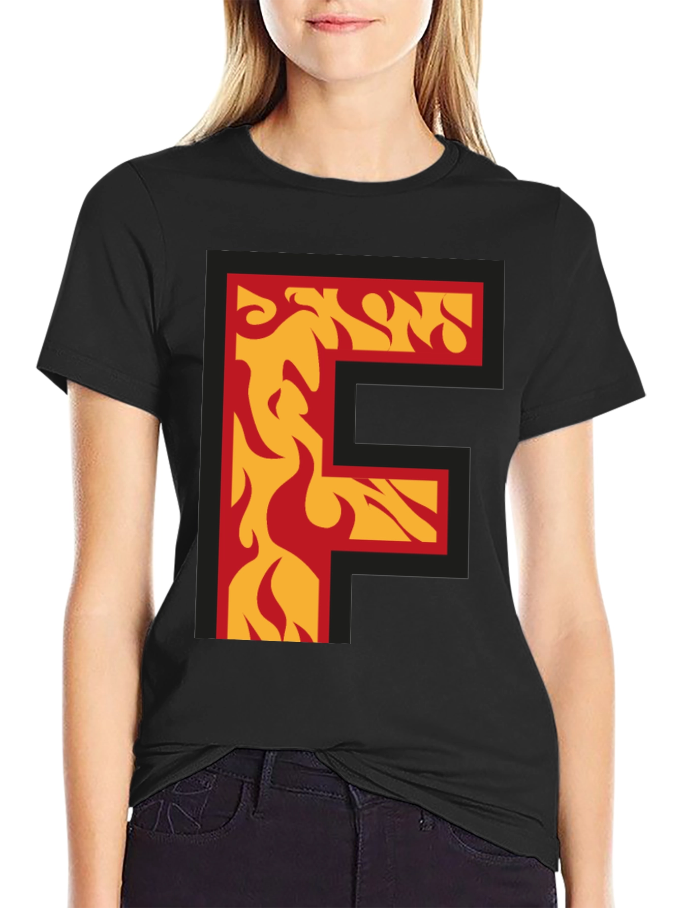 Fiery Letter F Graphic T-Shirt - Bold Statement Tee