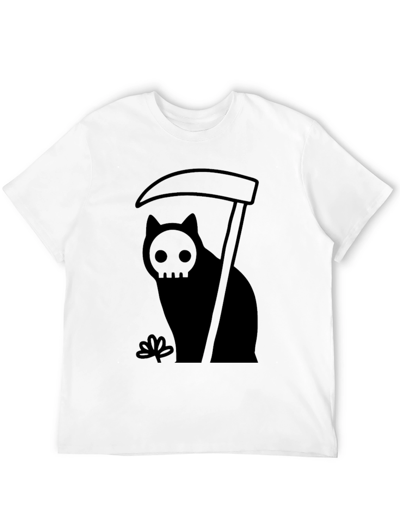 Grim Reaper Cat Graphic Tee - Black