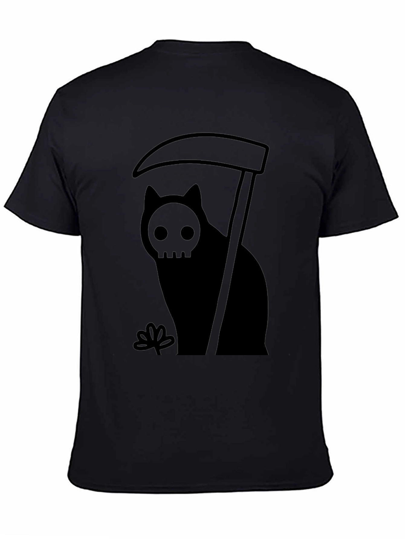 Grim Reaper Cat Graphic Tee - Black