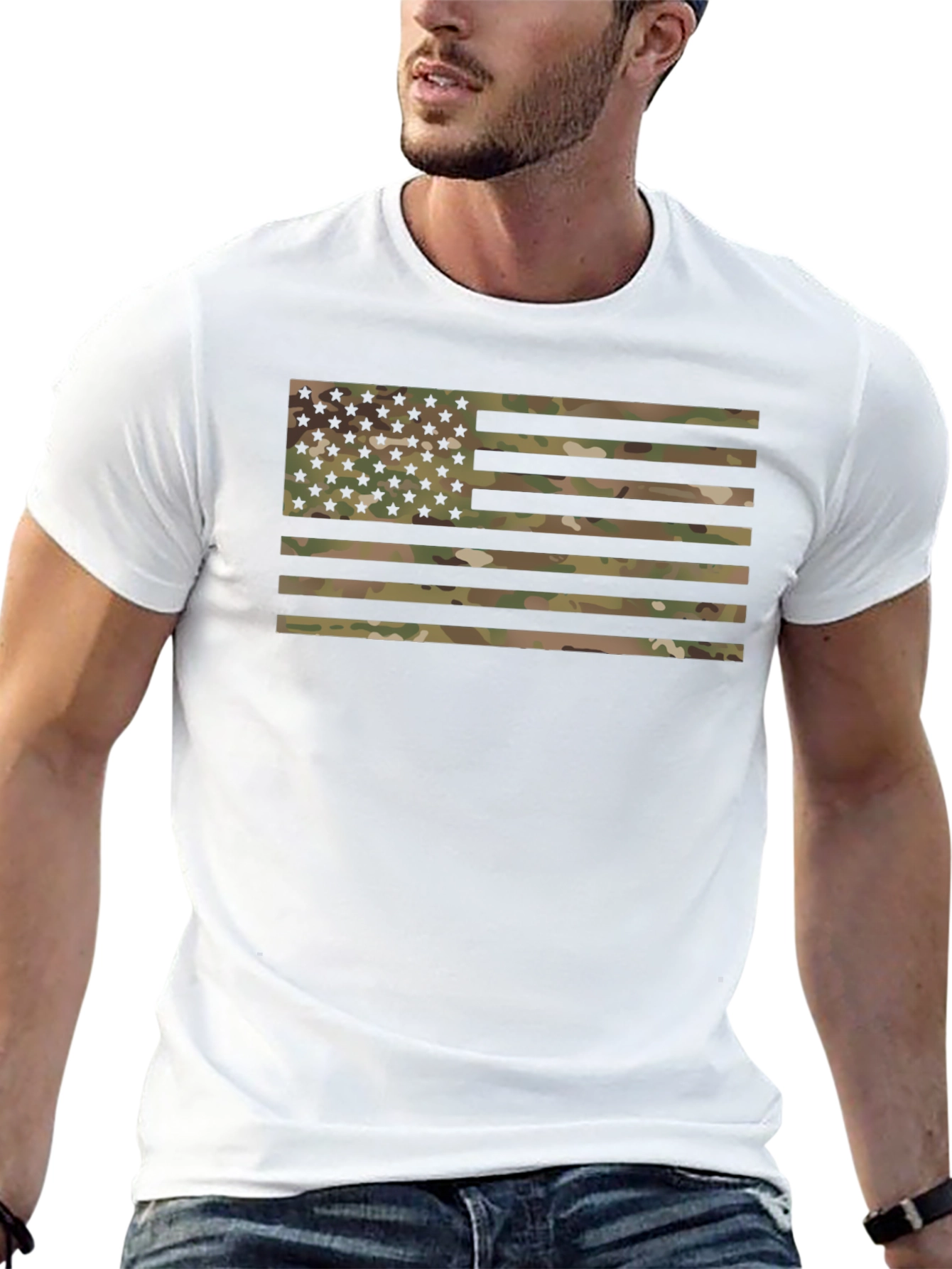 Camouflage American Flag Graphic T-Shirt