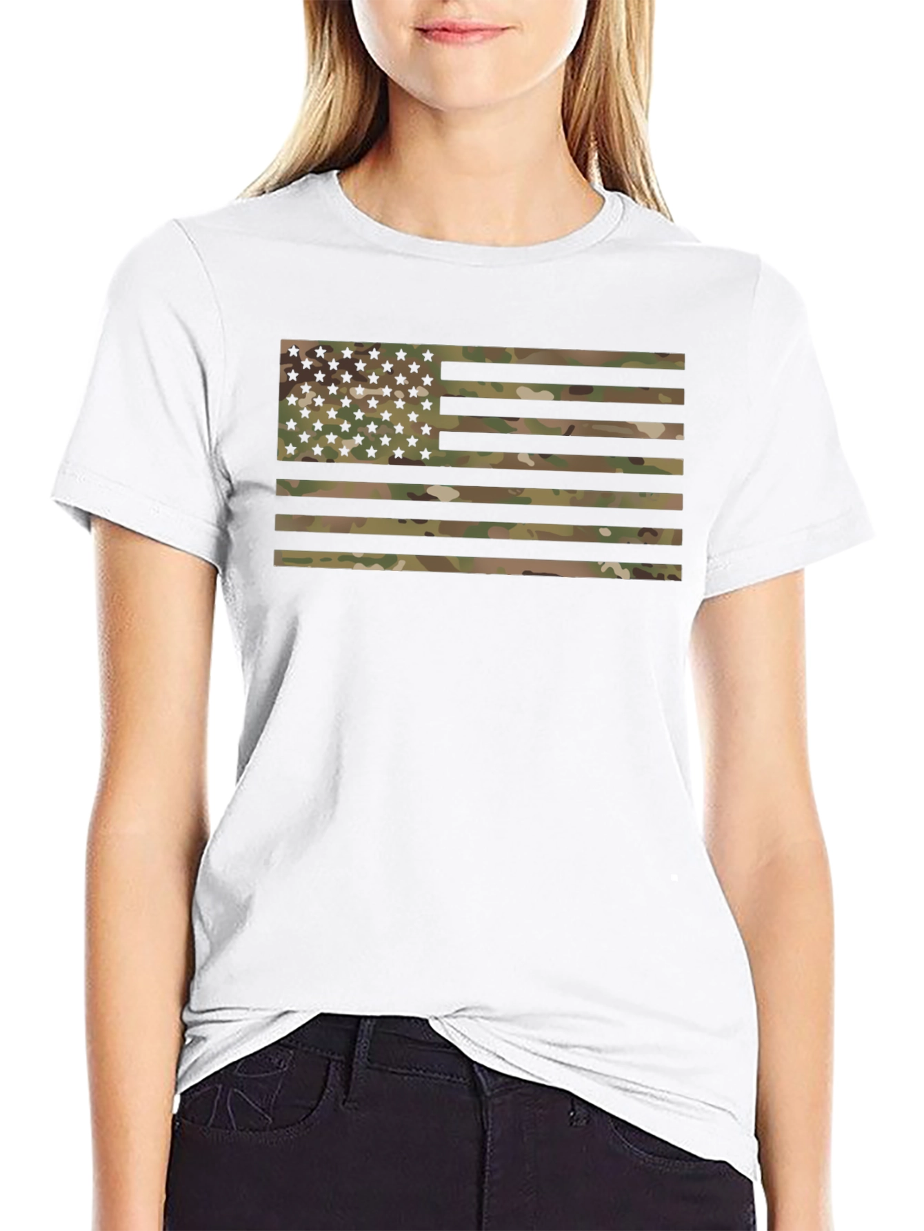 Camouflage American Flag Graphic T-Shirt