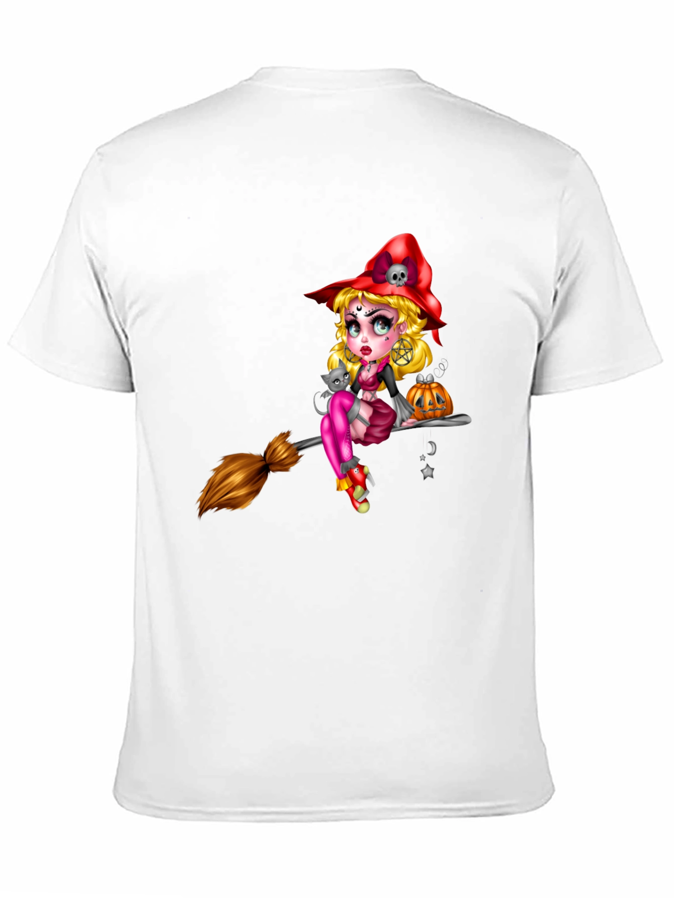 Witch on Broom Black T-Shirt - Halloween Graphic Tee