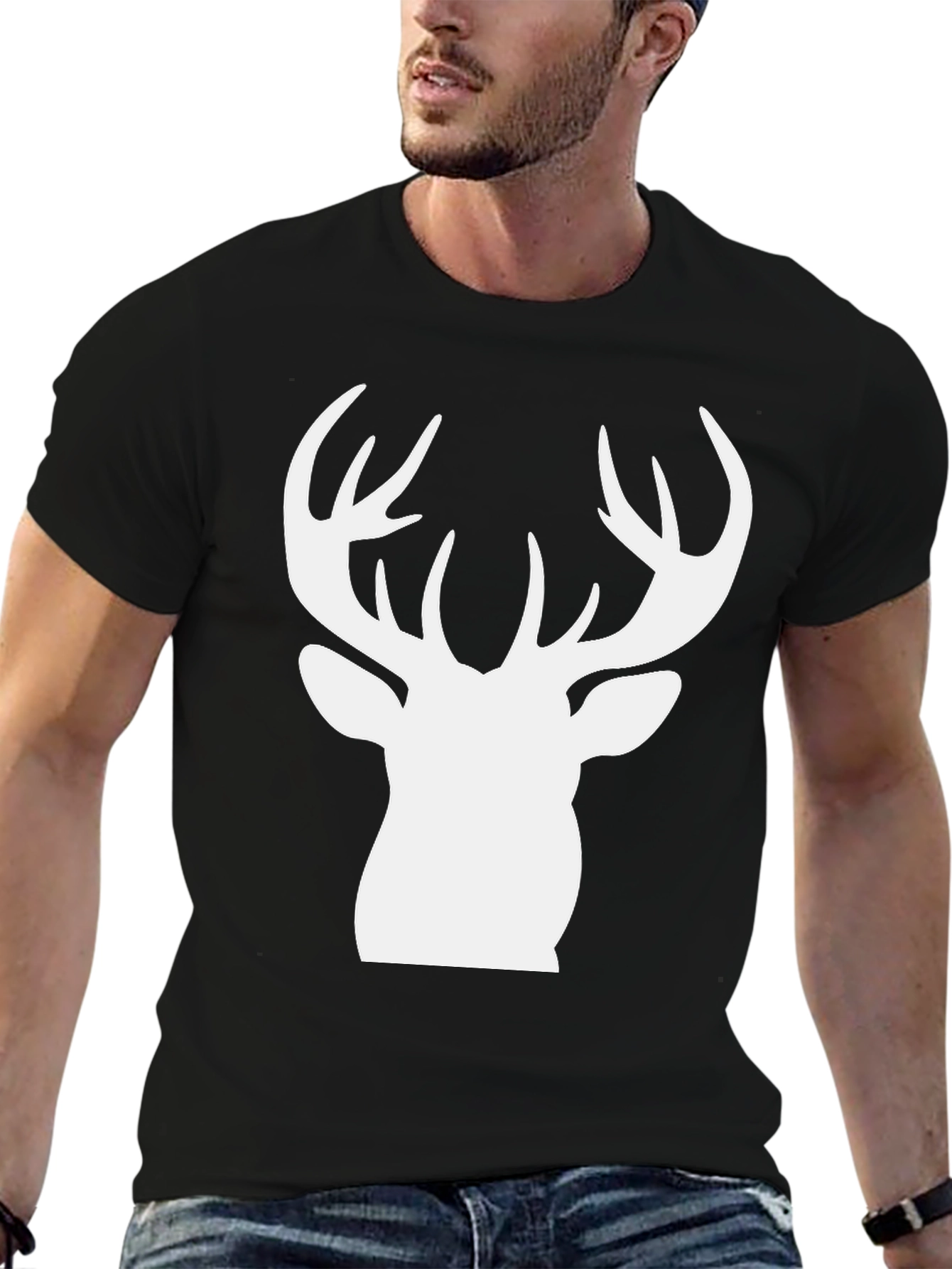 Deer Silhouette Graphic Tee - Black