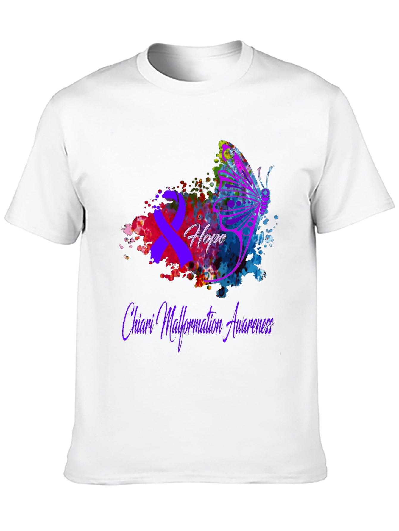 Chiari Malformation Awareness T-Shirt Hope Butterfly