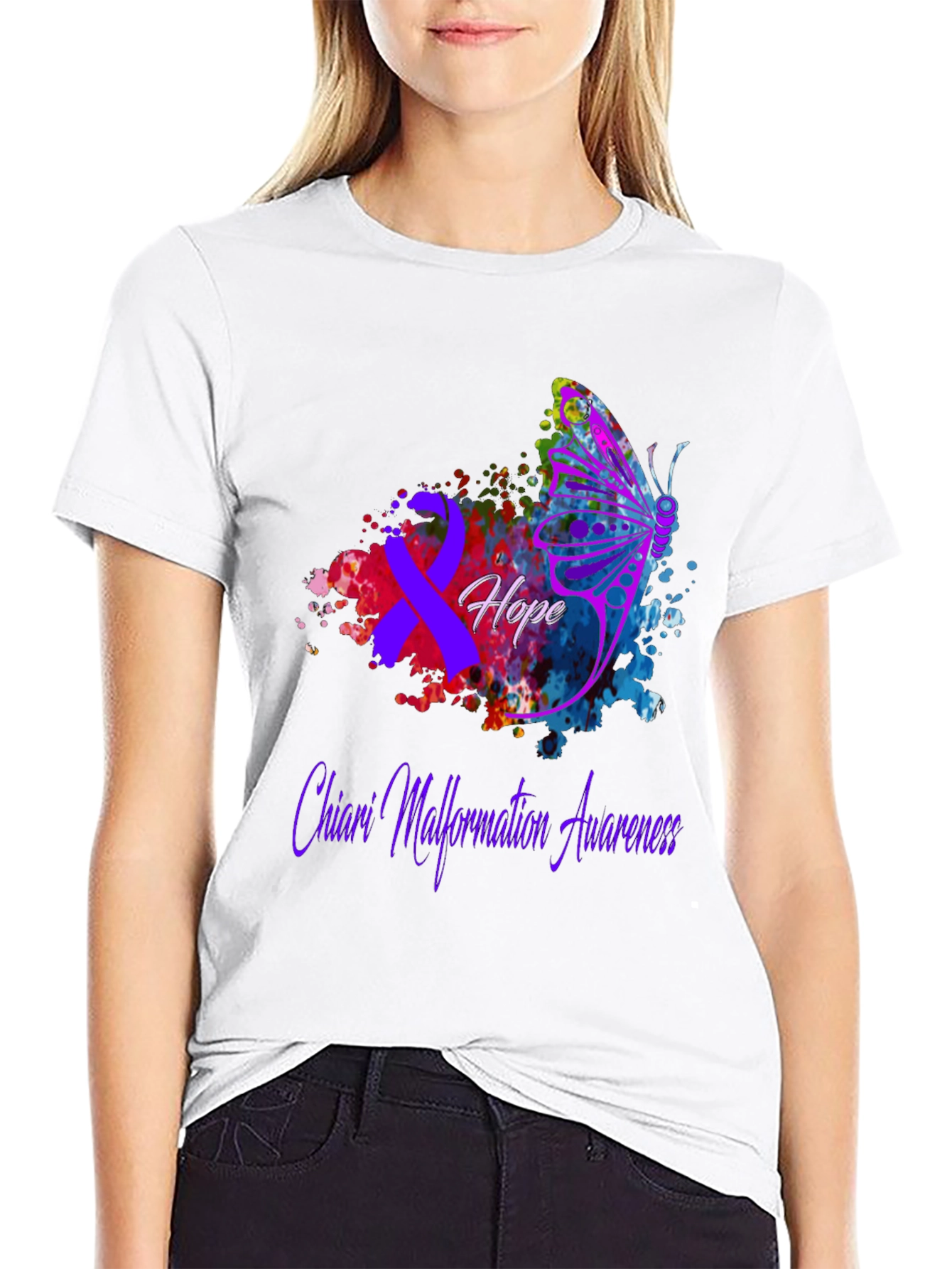 Chiari Malformation Awareness T-Shirt Hope Butterfly