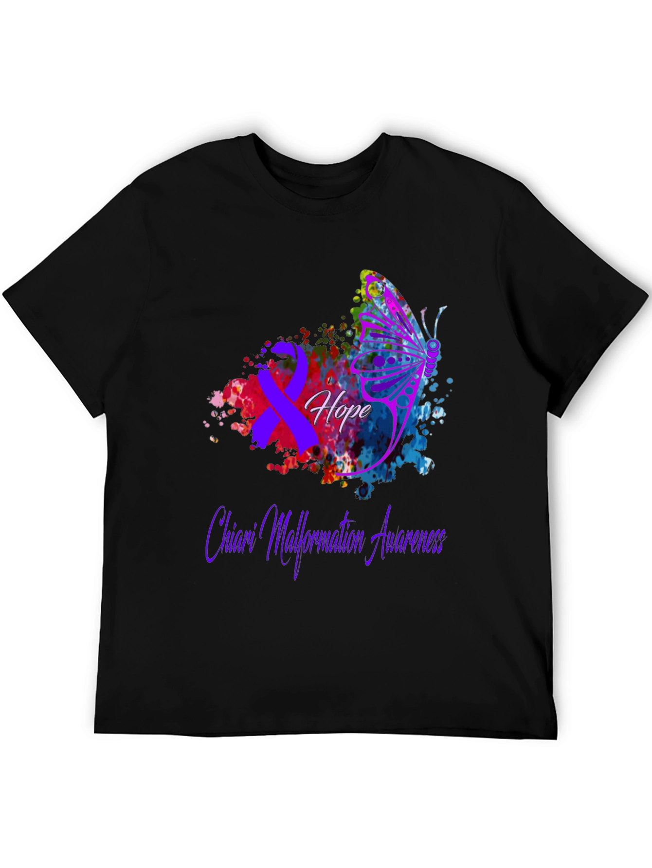 Chiari Malformation Awareness T-Shirt Hope Butterfly