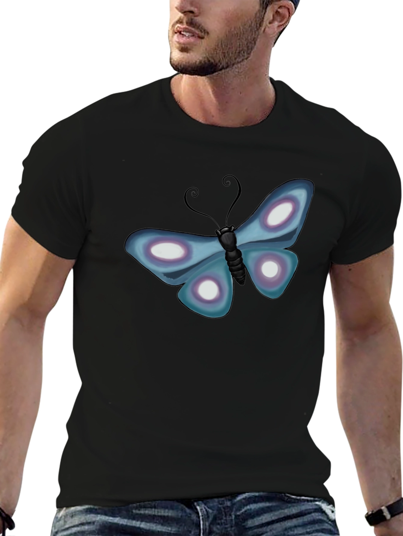 Butterfly Graphic T-Shirt - Black Casual Tee