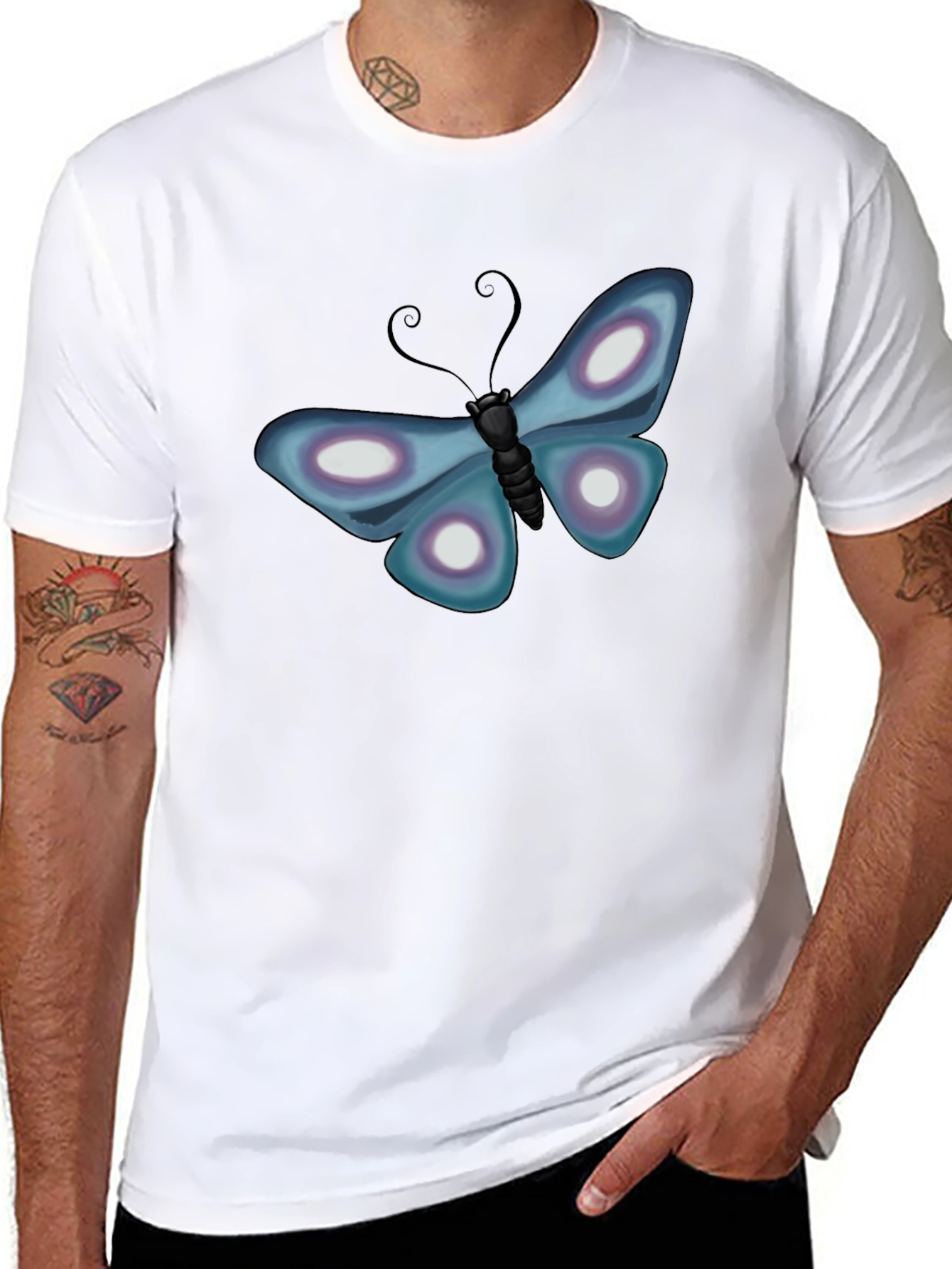 Butterfly Graphic T-Shirt - Black Casual Tee