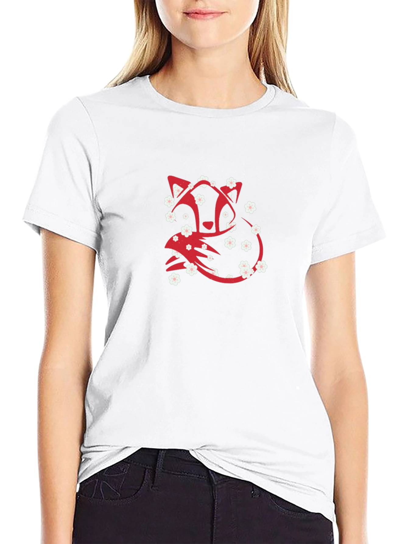 Floral Fox Graphic Tee - Stylish Comfort