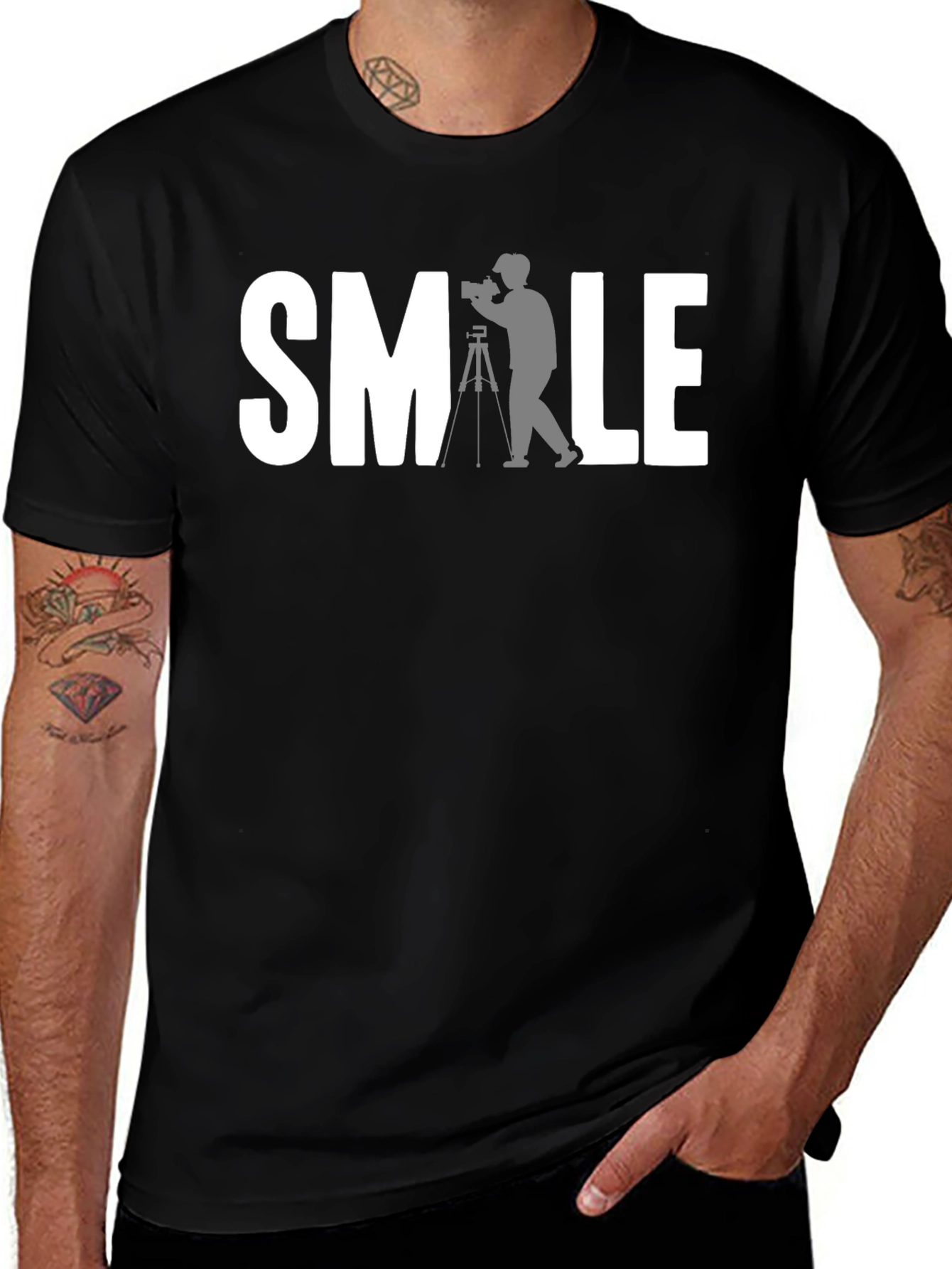 SMILE Photographer Black Graphic T-Shirt
